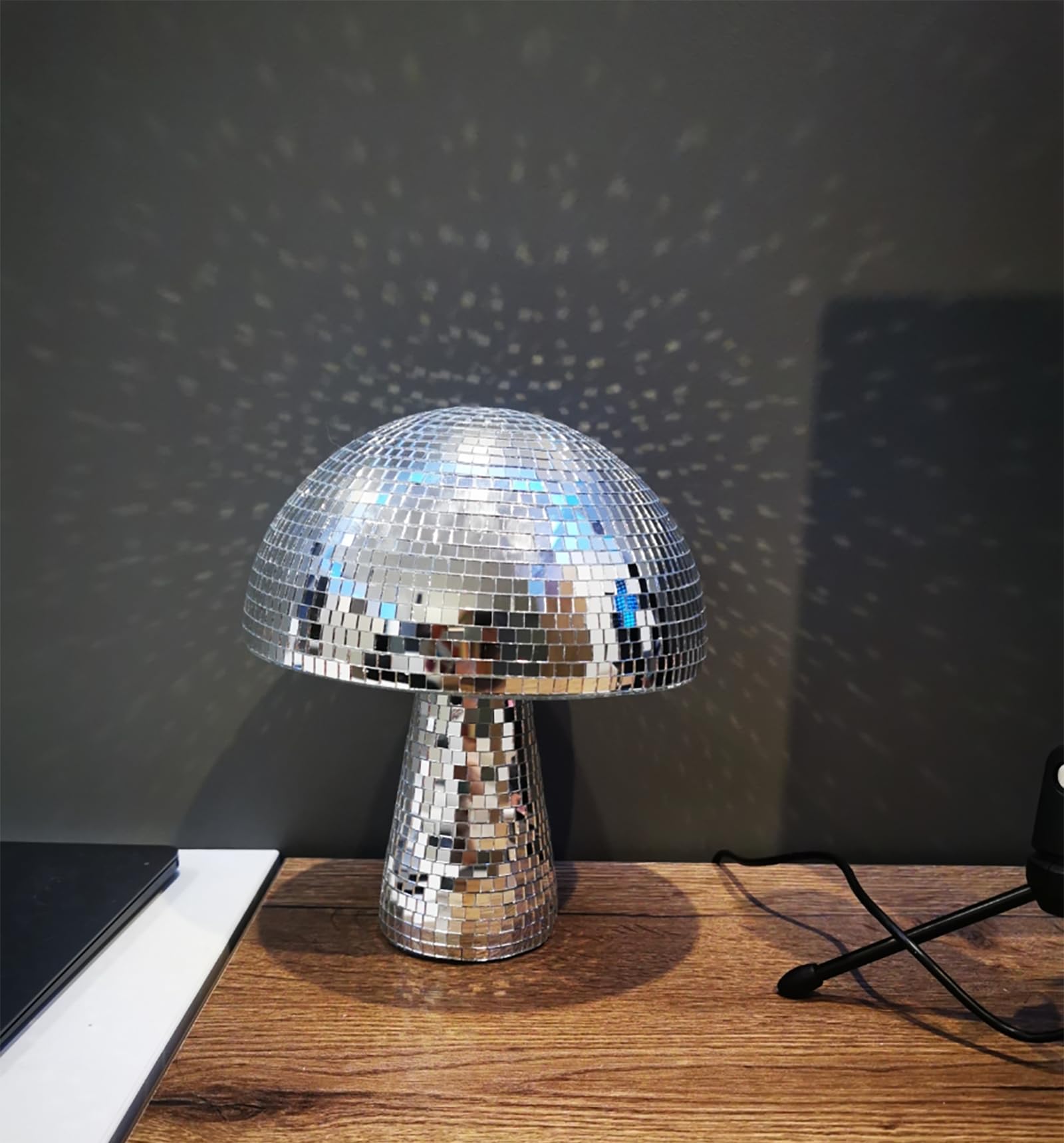 Yeehlmer Creative Mushroom Disco Ball For Party Table Decor Mirror Retro Handmade Disco Ball Mushroom Shape Home Art Decorations Bar Ornaments (Silver M(7))