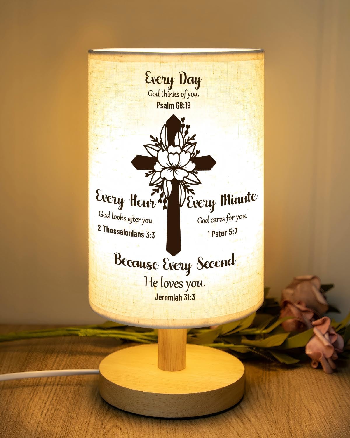 SOUHONEY Christian Gifts for Women Men  Religious Gifts for Confirmation Communion Baptism  Religious Faith Based Gifts for Men Women  Fabric Desk Lamp Jesus Spiritual Gifts