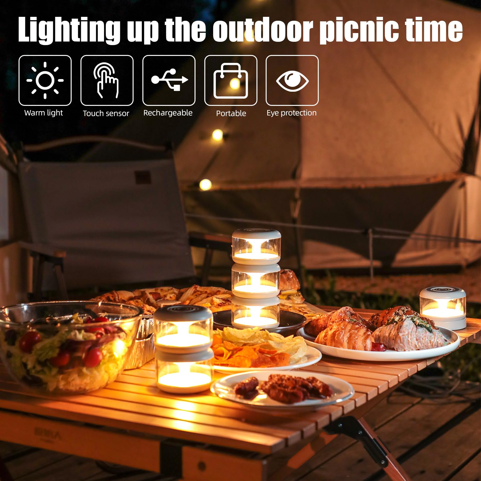 oneleaf Atmosphere Light Portable LED Night Light - Cordless, Rechargeable, Touch Switch, White, Ideal for Washroom, Stair, Bedroom, Camping