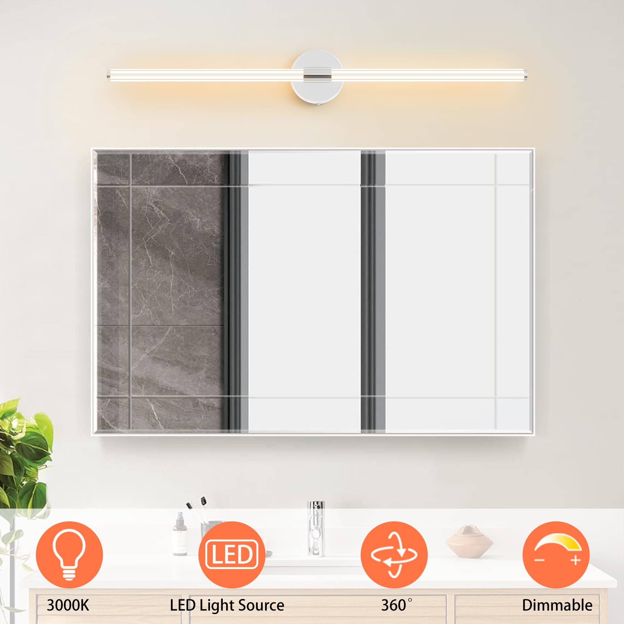 Bathroom Vanity Lights 39 Inch Long Bathroom Light Fixtures Over Mirror Dimmable Led 360 Full Lighting Vanity Light Bar Modern W