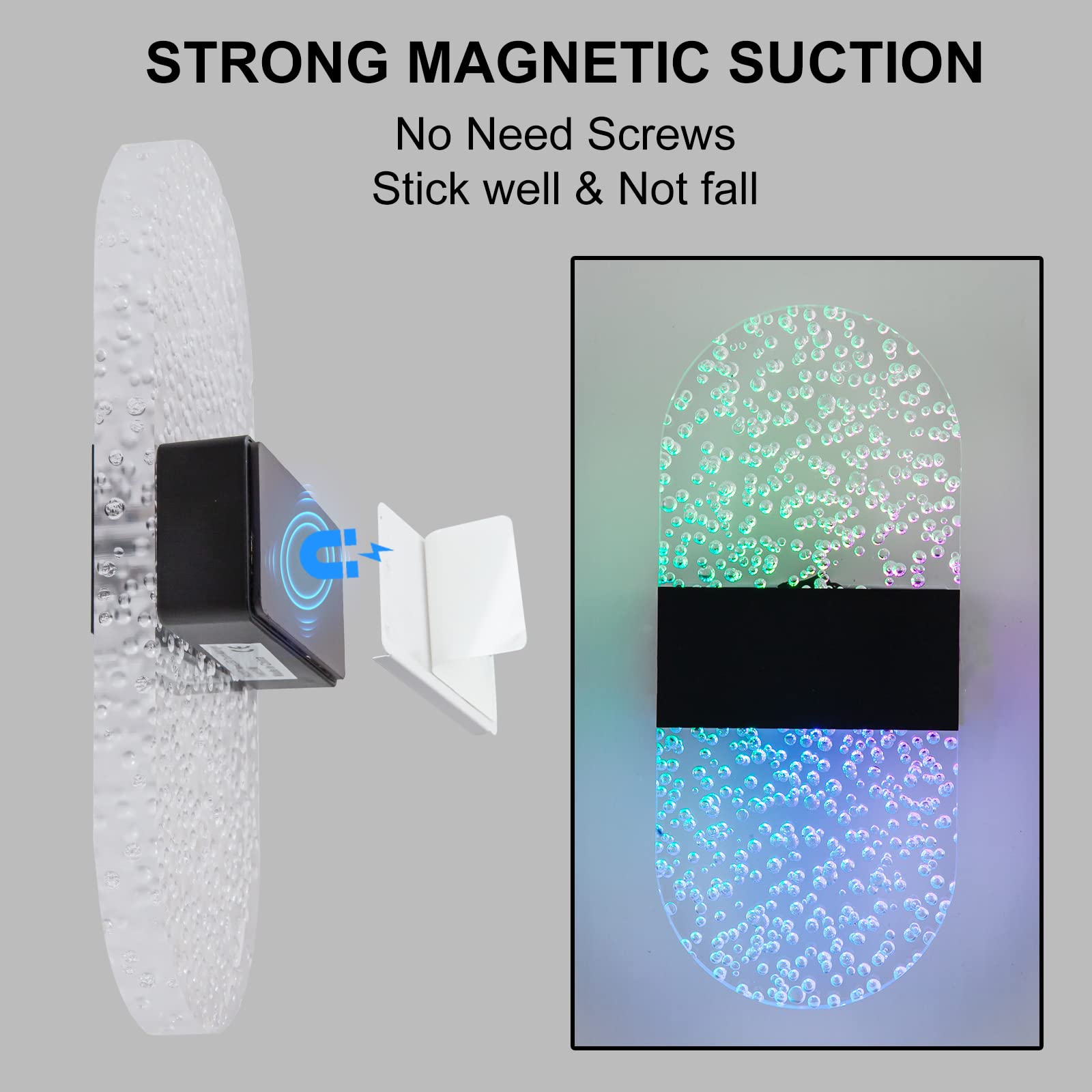 Surpalig 2 Led Lights For Room Decor, 12 Colors Switchable Rgb Wall Sconces Battery Operated, Remote Dimmable Night Light Rechar