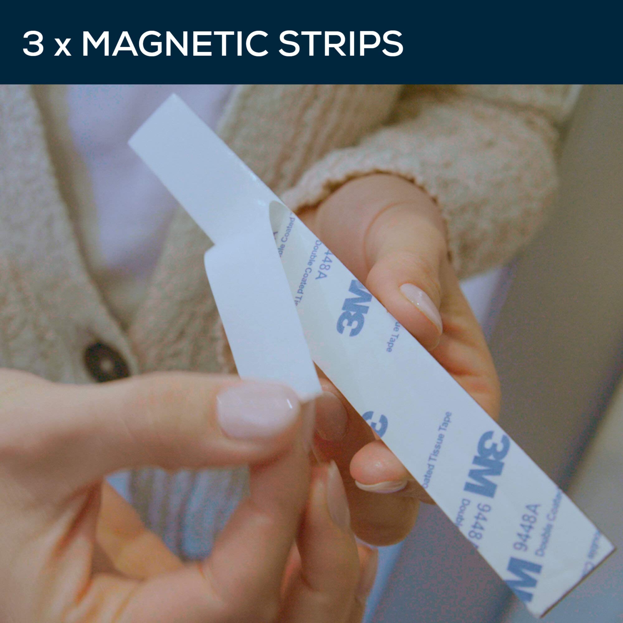 HOME DEPUTY Magnetic Strips for Motion Sensor Lights - 3 Pack, Adhesive Backing, Durable Magnet Material