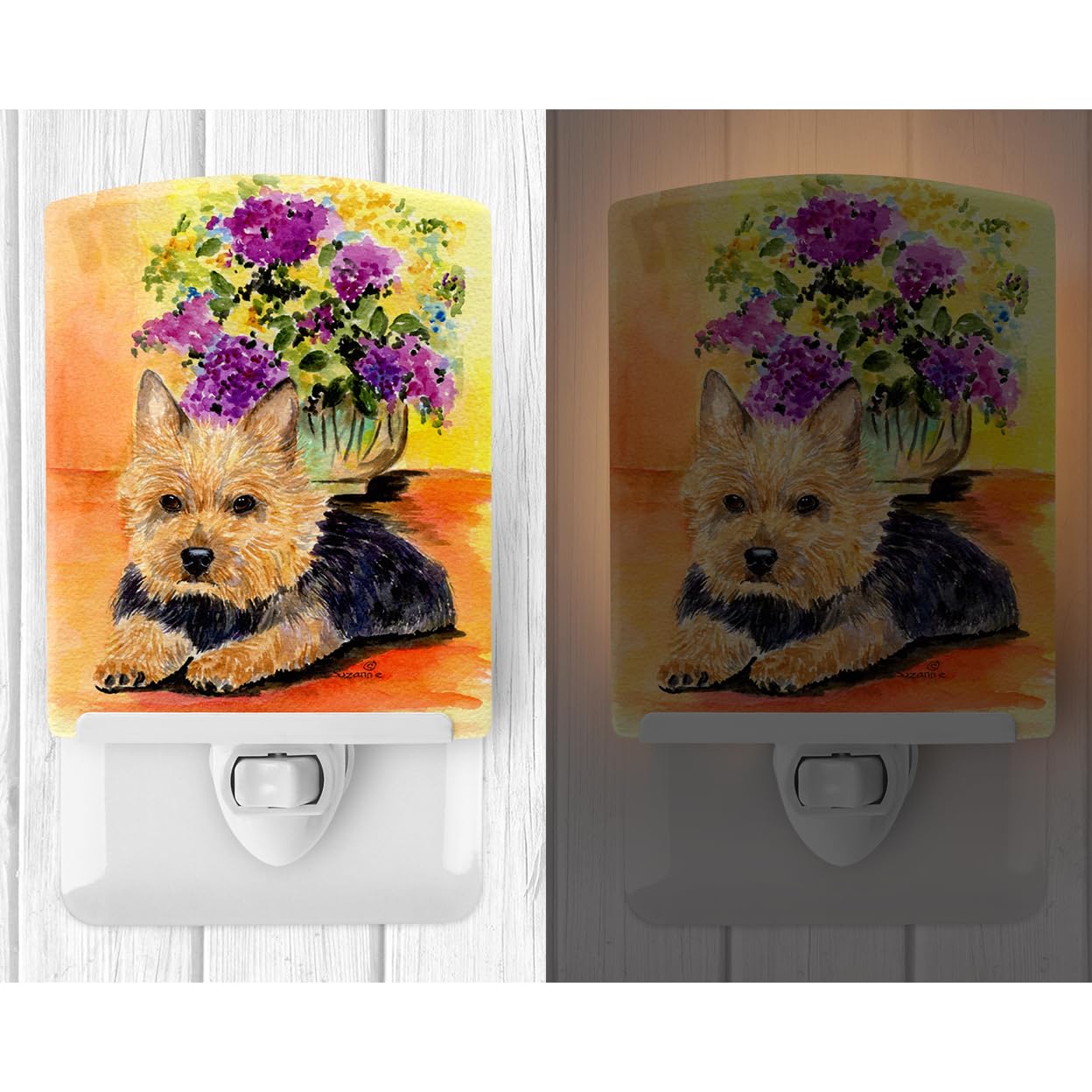 Caroline'S Treasures Ss8297Cnl Norwich Terrier Ceramic Night Light Compact, Ul-Certified, Ideal For Bedroom, Bathroom, Nursery, Hallway, Kitchen, 6X4X3, Multicolor