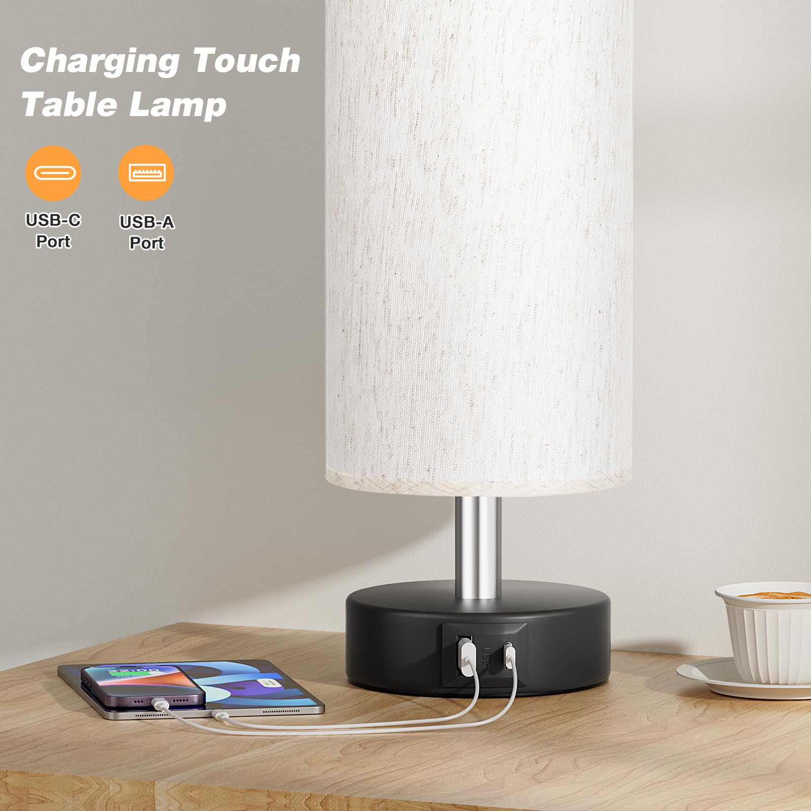 Partageiz Small Touch Bedside Lamp For Bedroom - Table Lamps For Nightstand, Minimalist Night Stands Light Lamp, Desk Lamps For Reading Room, Kids Room, Living Room, Office, Dorm