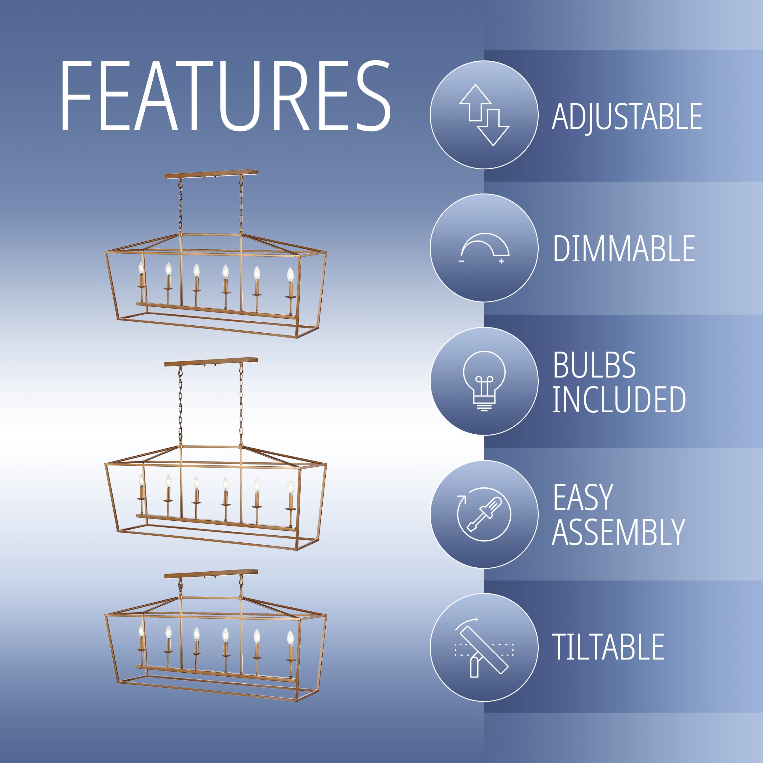 JONATHAN Y 49 Antique Gold Pagoda Lantern Pendant Light, Dimmable Adjustable Metal Fixture for Dining Room, Living Room, Kitchen, Hallway