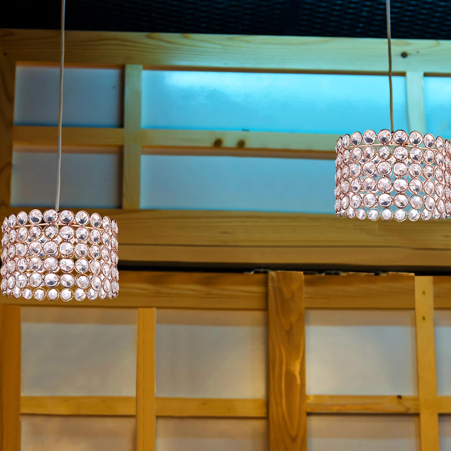 Boao Crystal Lamp Shade Ceiling Light Shade Chandelier Lampshade Fitting for Living Room Bedroom Bathroom Wedding Centerpiece Ev