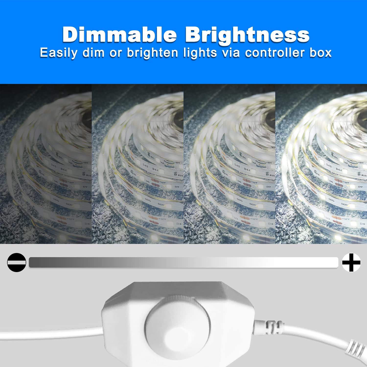 VOLIVO LED Strip Light 32.8ft Dimmable 6500K Bright Daylight White Model VLSLW5002