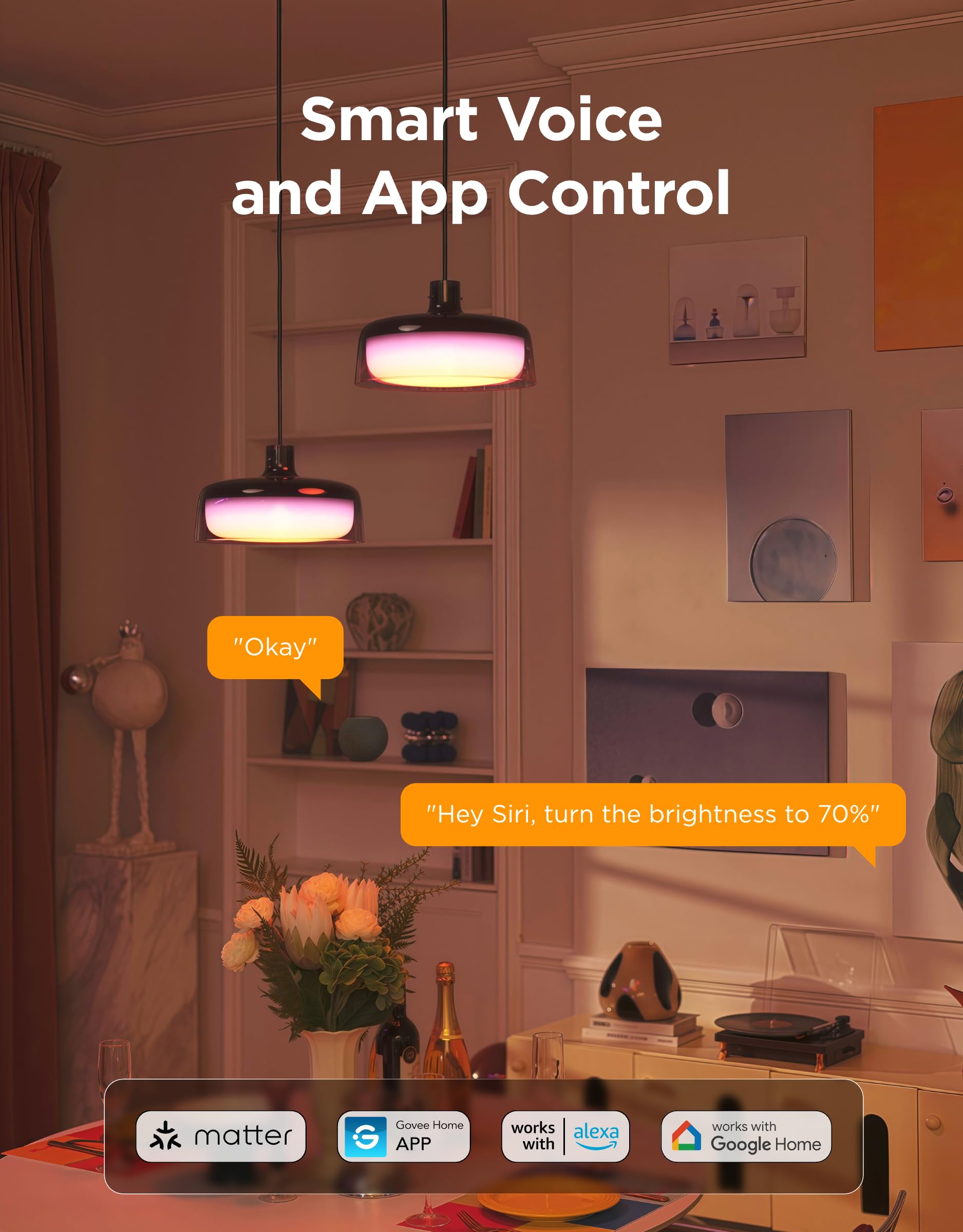 Govee Pendant Light For Kitchen Island  Three-Layer Rgbic Smart Lighting  Matter Compatible  1300Lm 2700K-6500K Dimmable Black Hanging Light Fixture Works With Alexa  Adjustable Height For Dining Room