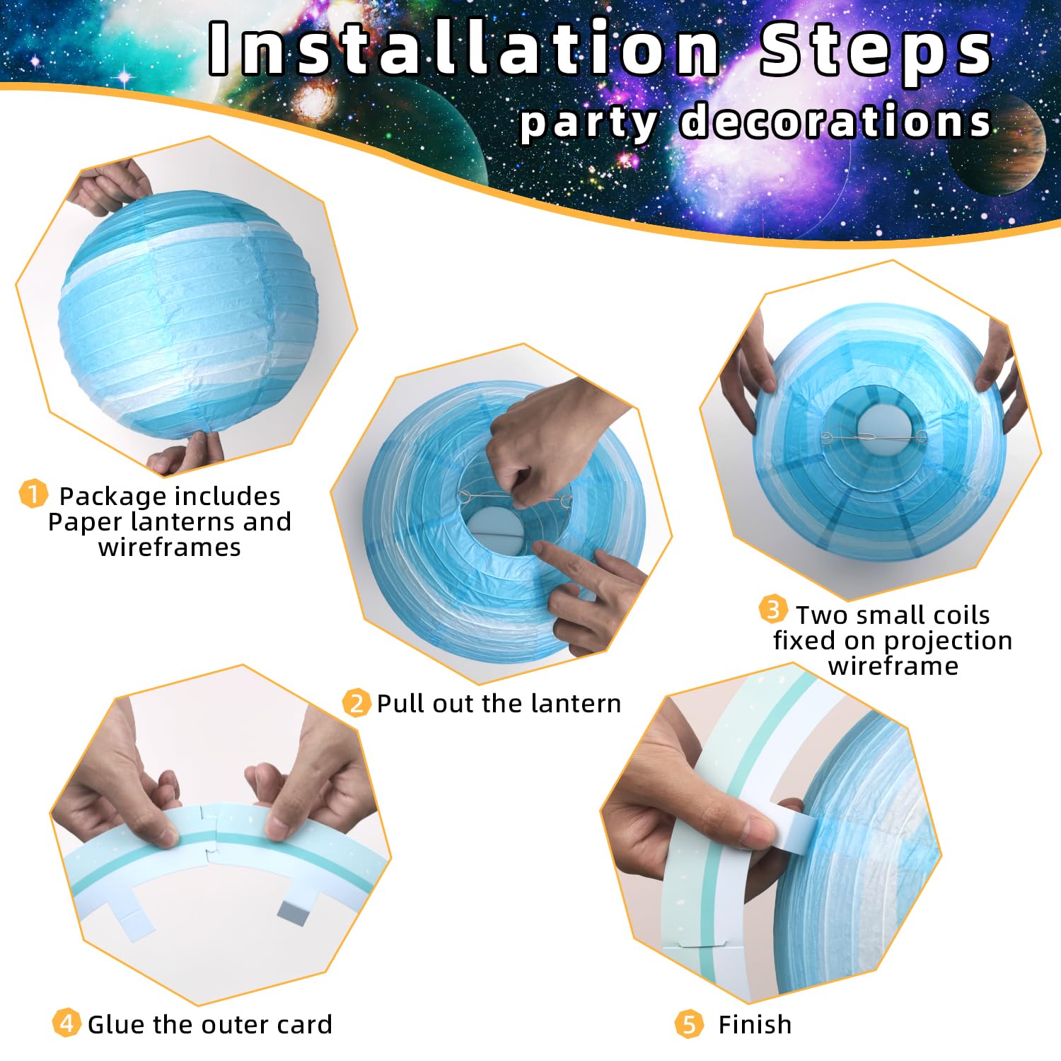 Planet Paper Lanterns, Planet Lanterns, 25 Pcs Paper Lanterns Party Decorations, Space Paper Lanterns For Kids Space Theme Party