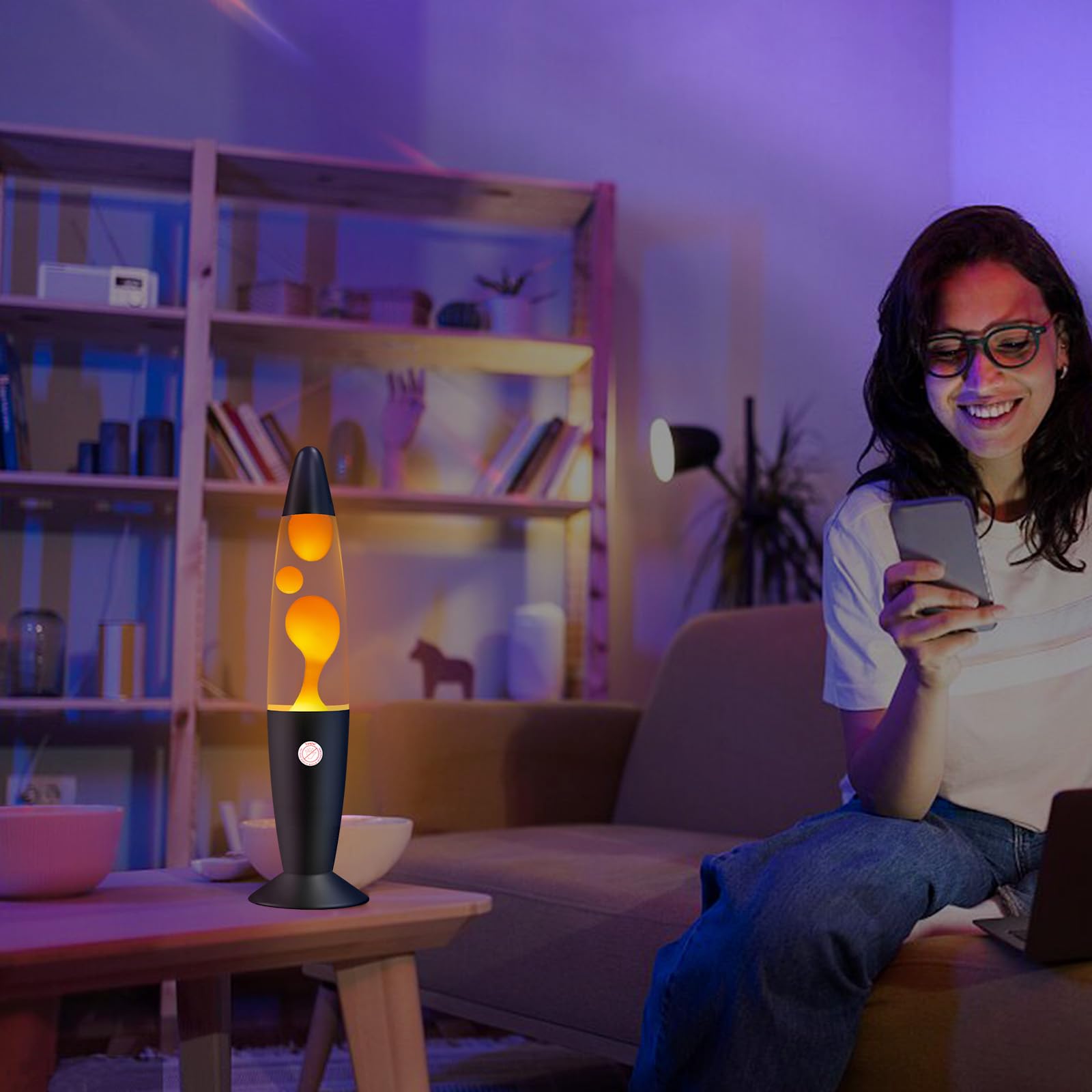 Vanful Orange Magma Lamp 13 Inches for Adults Cool Liquid Motion Lamps Stuff for Kids Boys Girls with Black Base Mood Night Ligh