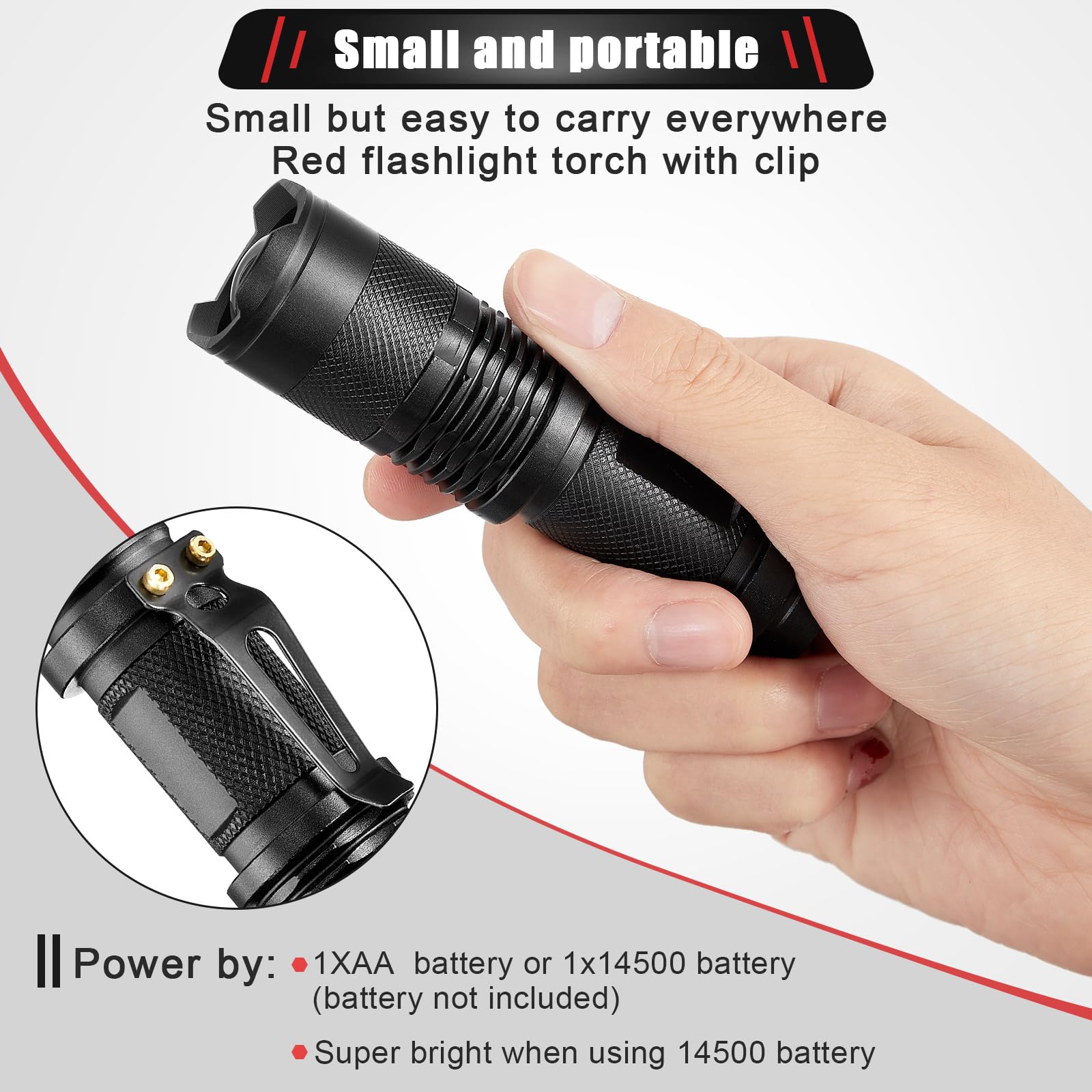 Honoson 3 Pieces Red Light Flashlight Led Single Mode Torch 1 Mode Scalable Red Lens Filter Flashlight For Night Astronomy Aviat