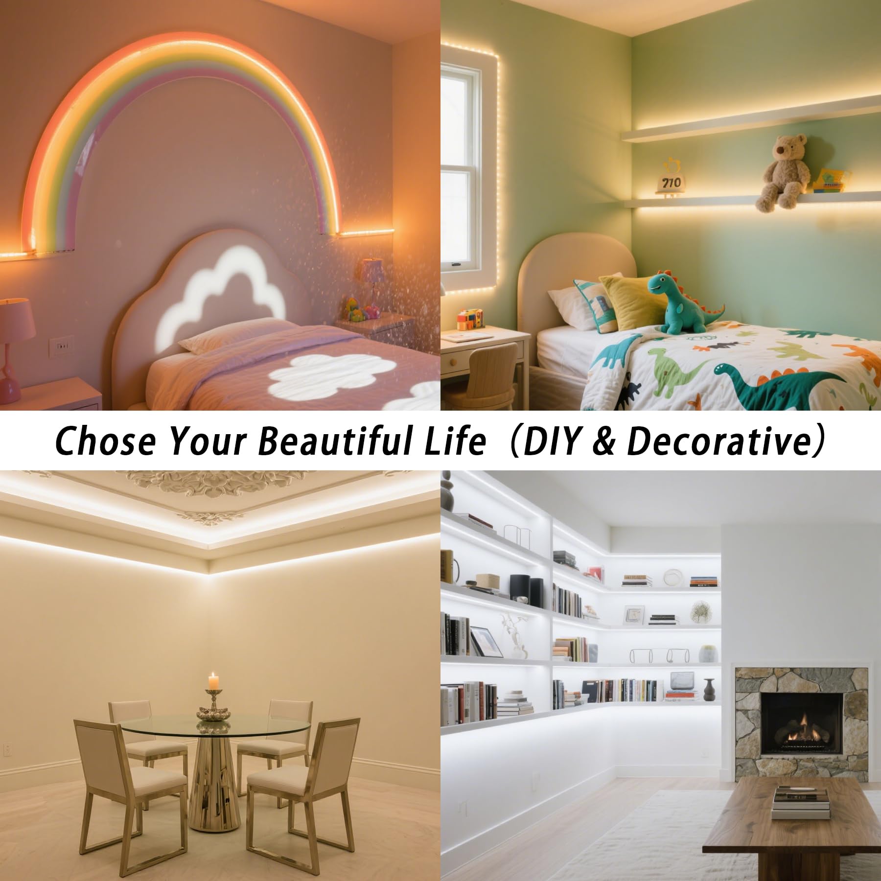 16.4Ft Dimmable White Led Strip Light Kit  Dimmable 3000K-6500K  24V Strip Lights With Remote Control  Flexible Led Strip Light  Eye Protection For Bedroom  Home Lighting  Mirror  Kitchen  Bar Cabinet