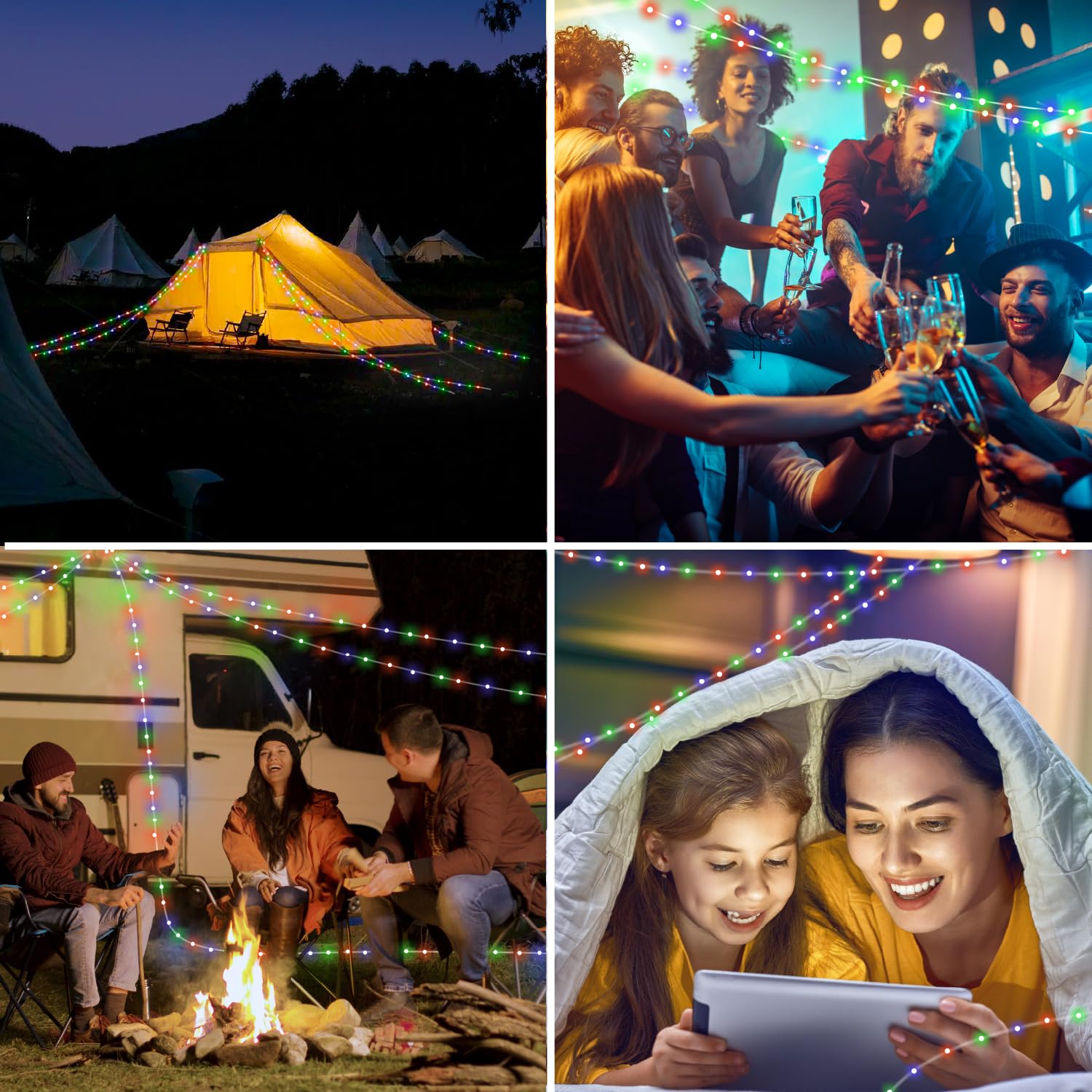 Hamlite Solar Camping String Lights: 4 In 1 Camping Fairy Lights With 5 Modes - 32.8Ft Solar Camping Lights Rechargeable - Usb W
