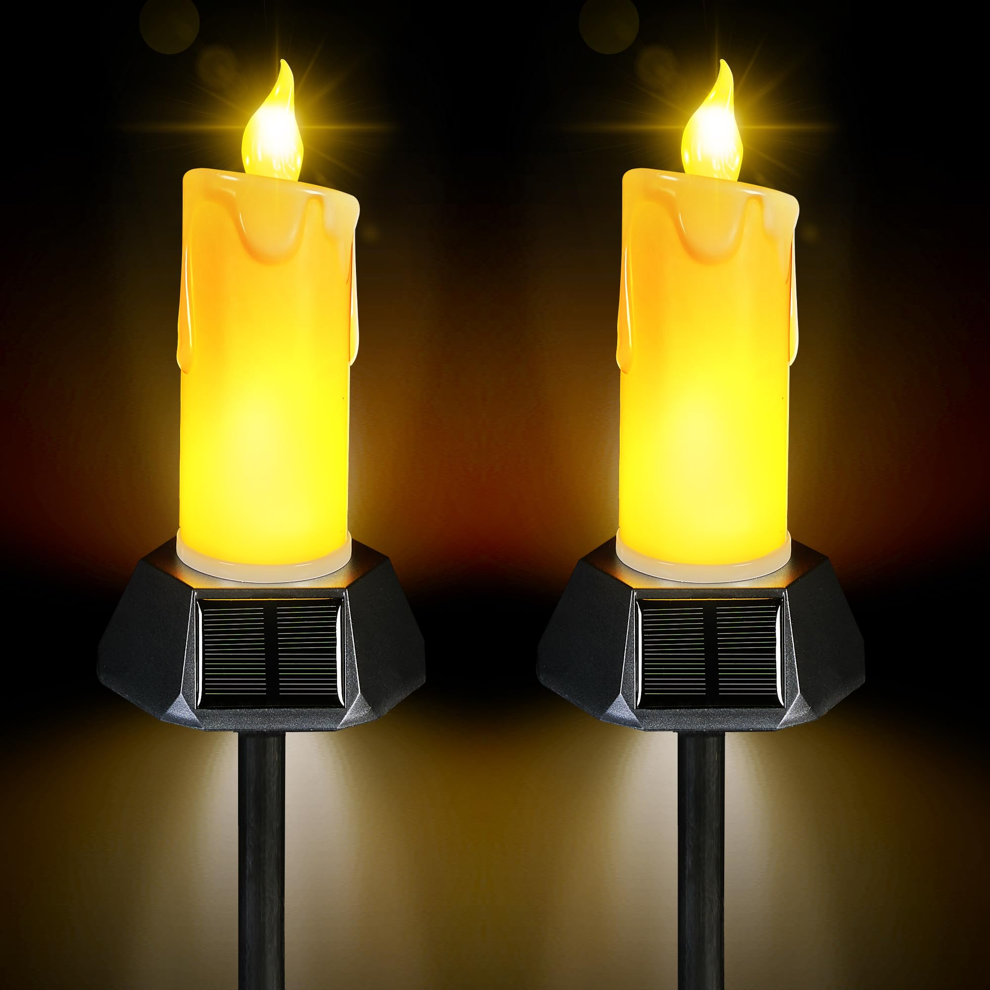 BlcTec Solar Candles Outdoor Waterproof Flickering Candles 2 Pack Cream BT-CL107