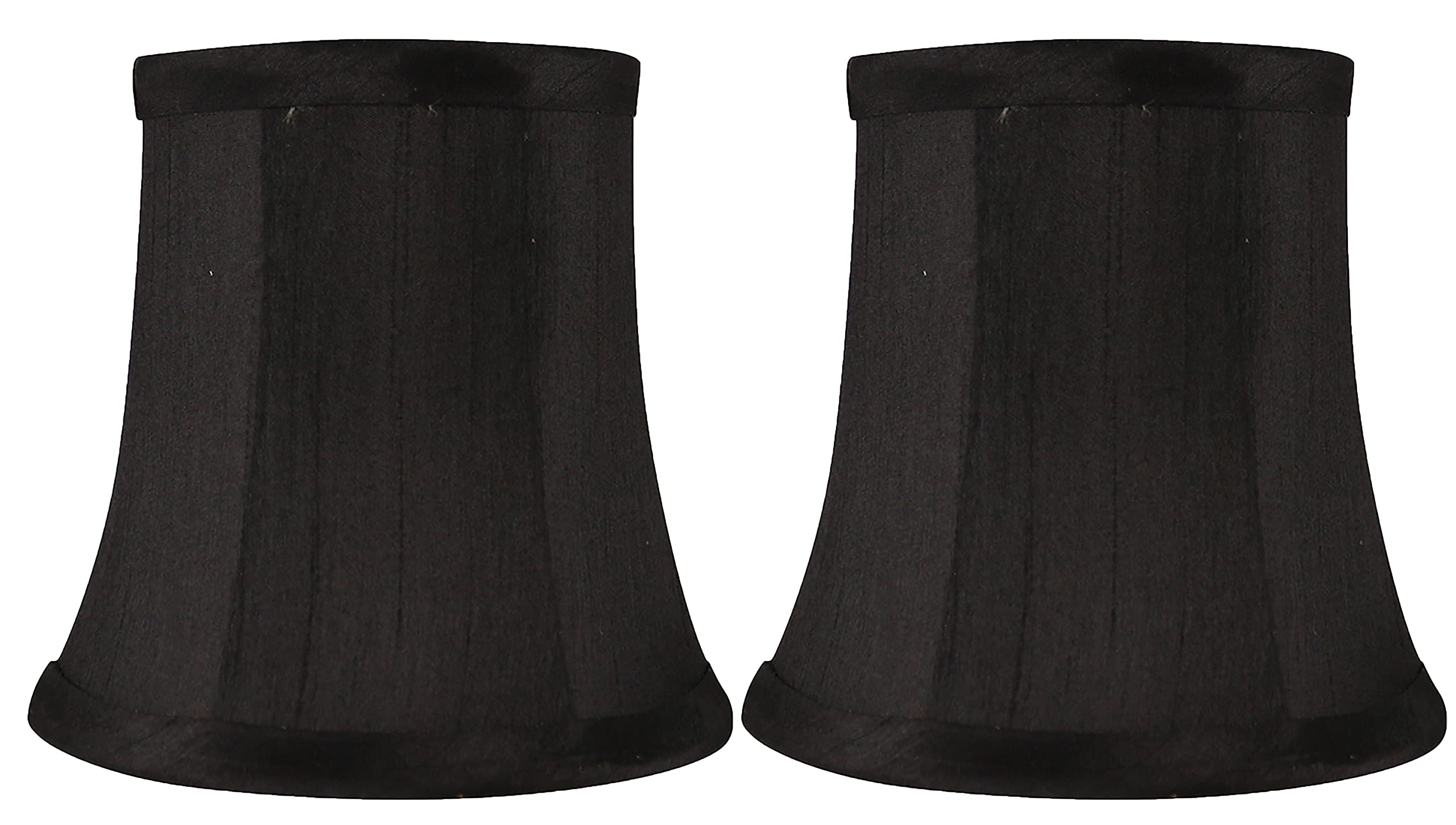 MERIVILLE Chandelier Lamp Shades Set of 2 Faux Silk Black Softback Bell Clip-On 3.5in x 5in x 4.75in
