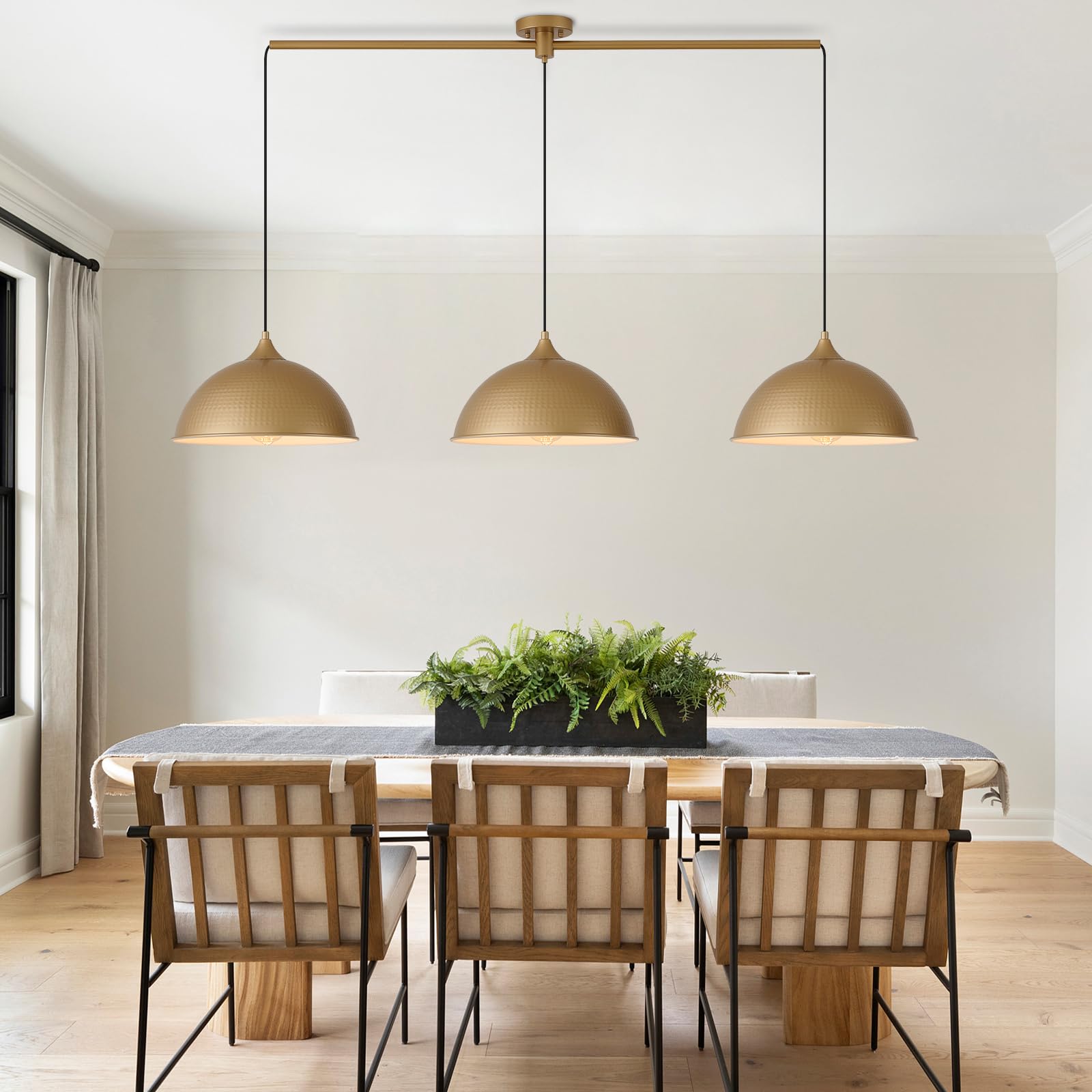 MIAYBPH Pendant Lights, 3-Pack Dome Fixtures, Gold and White Finish, Model W-7055-3-Gold, Ideal for Kitchen Island, Dining Room, Cafe