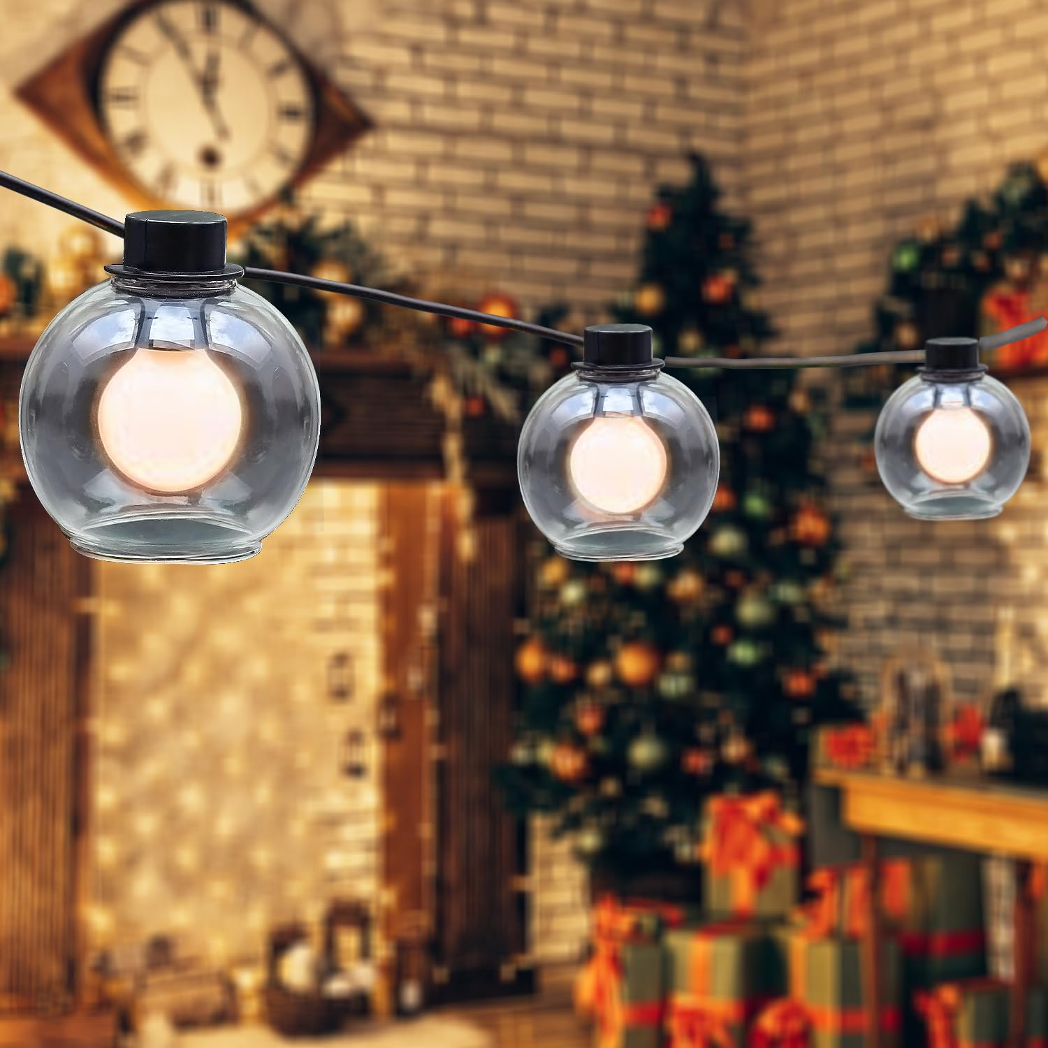 Afirst Lantern String Lights Glass Globe Bistro Light With 10 Led Bulbs Waterproof Connectable Hanging Patio Lights For Indoor P
