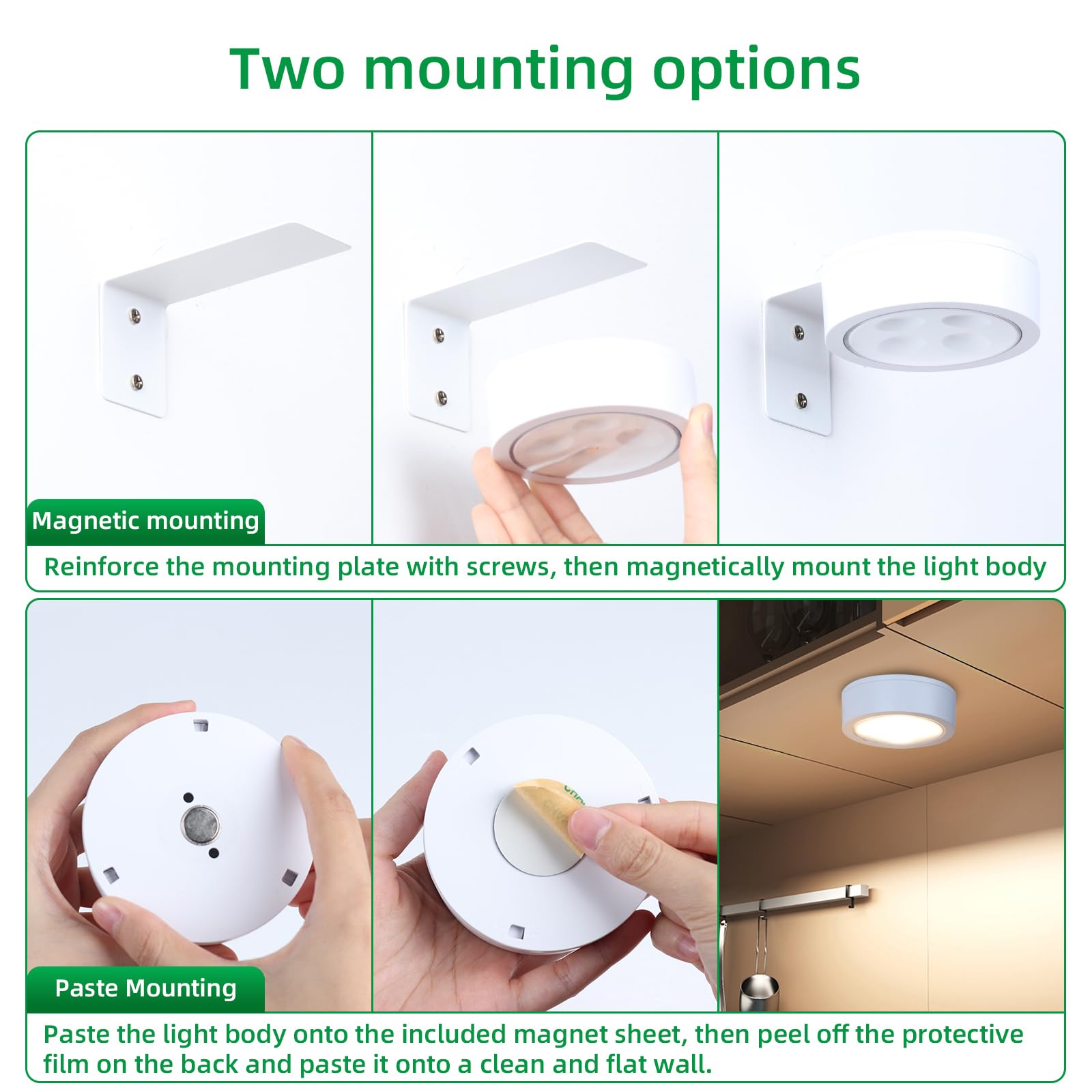 Ovyiech Wireless Picture Lights - 4 Pack, Battery Operated, Dimmable, RGB, White, Model XS-PCL09-04WTRGB