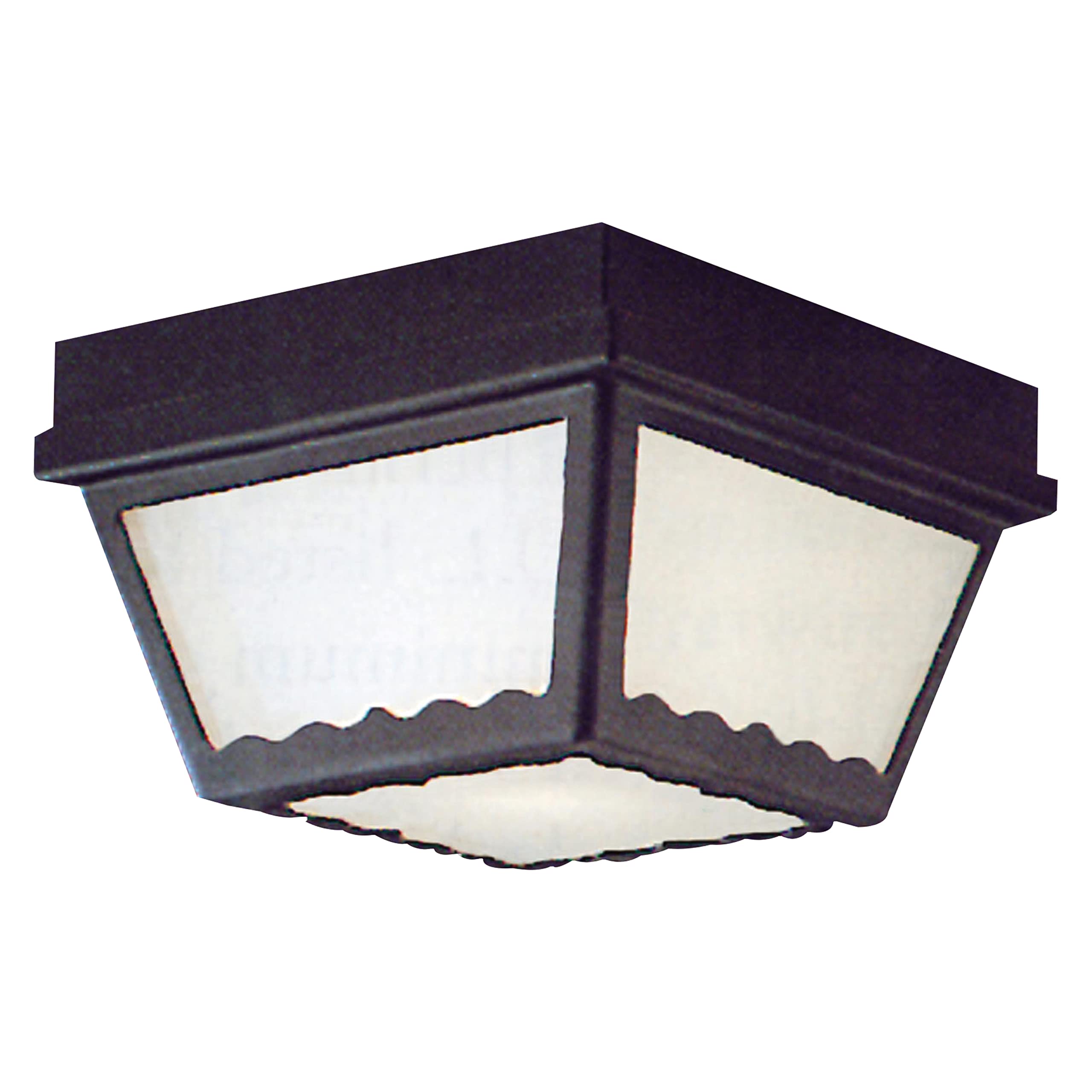 Elk Home Outdoor Flush Mount Ceiling Light - 9.5 Wide 2-Light Black Fixture with Frosted Glass, Damp Rated, Dimmable, Sloped Cei