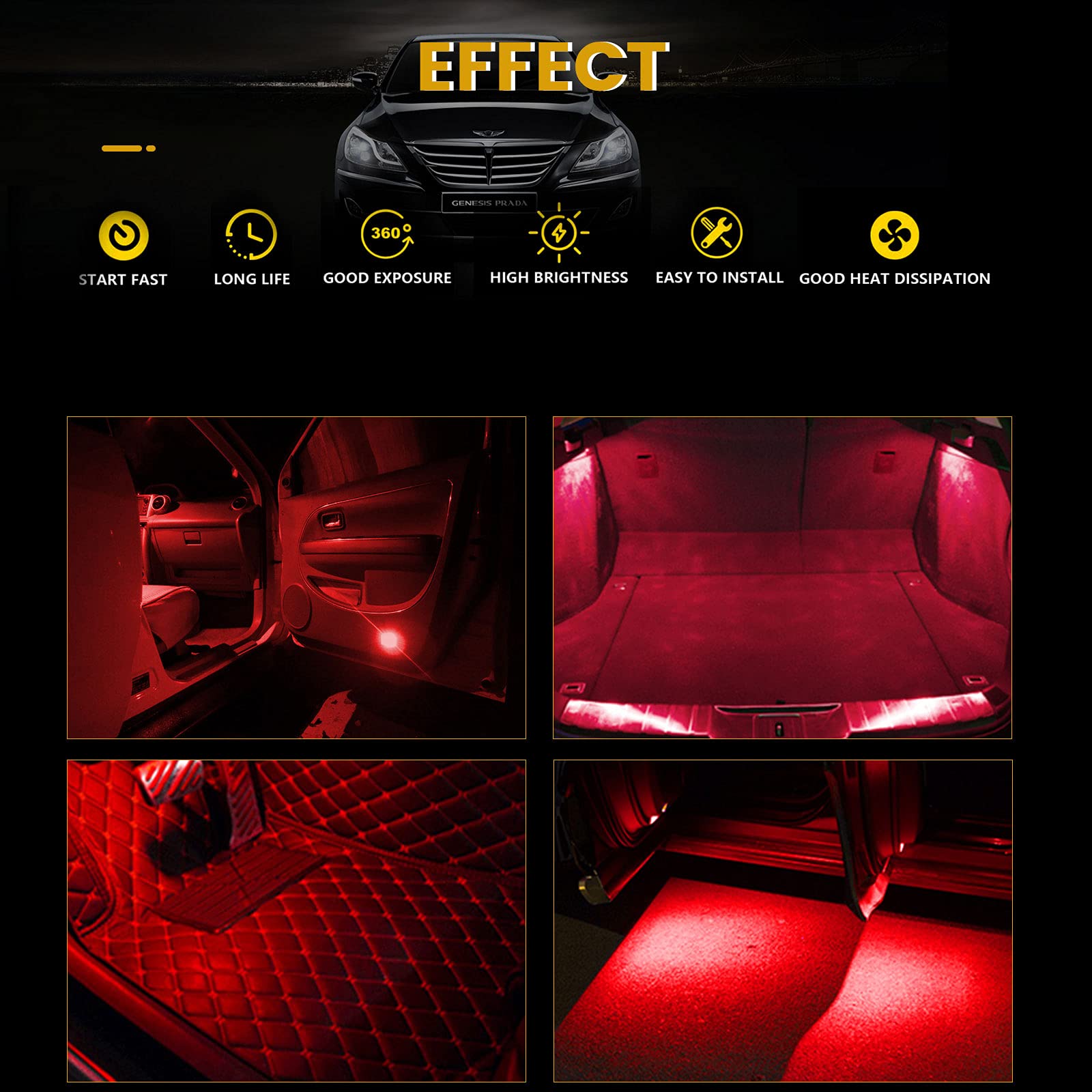 EverBright T10 194 Led Bulb 5050 5SMD 168 W5W 2825 LED Bulb For Car Interior Lights Dome Map Trunk Light Clearance Dashboard Bul