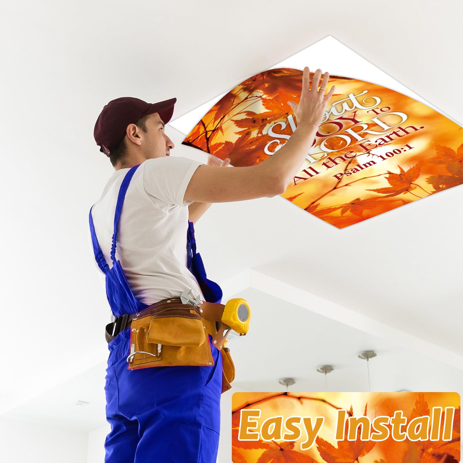 Wiooffen Fluorescent Light Covers 6 Pcs Magnetic Filter 4x2 Feet Polyester Maple Leaf Yellow Model YM1080