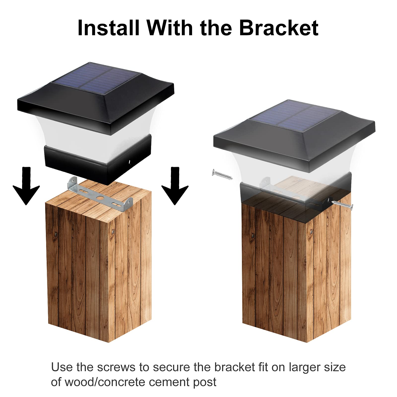 T-SUN Solar Post Lights, Waterproof 6000K White LED for 4x4 Wooden Posts, 2 Pack - Outdoor Deck, Patio, Garden Decor