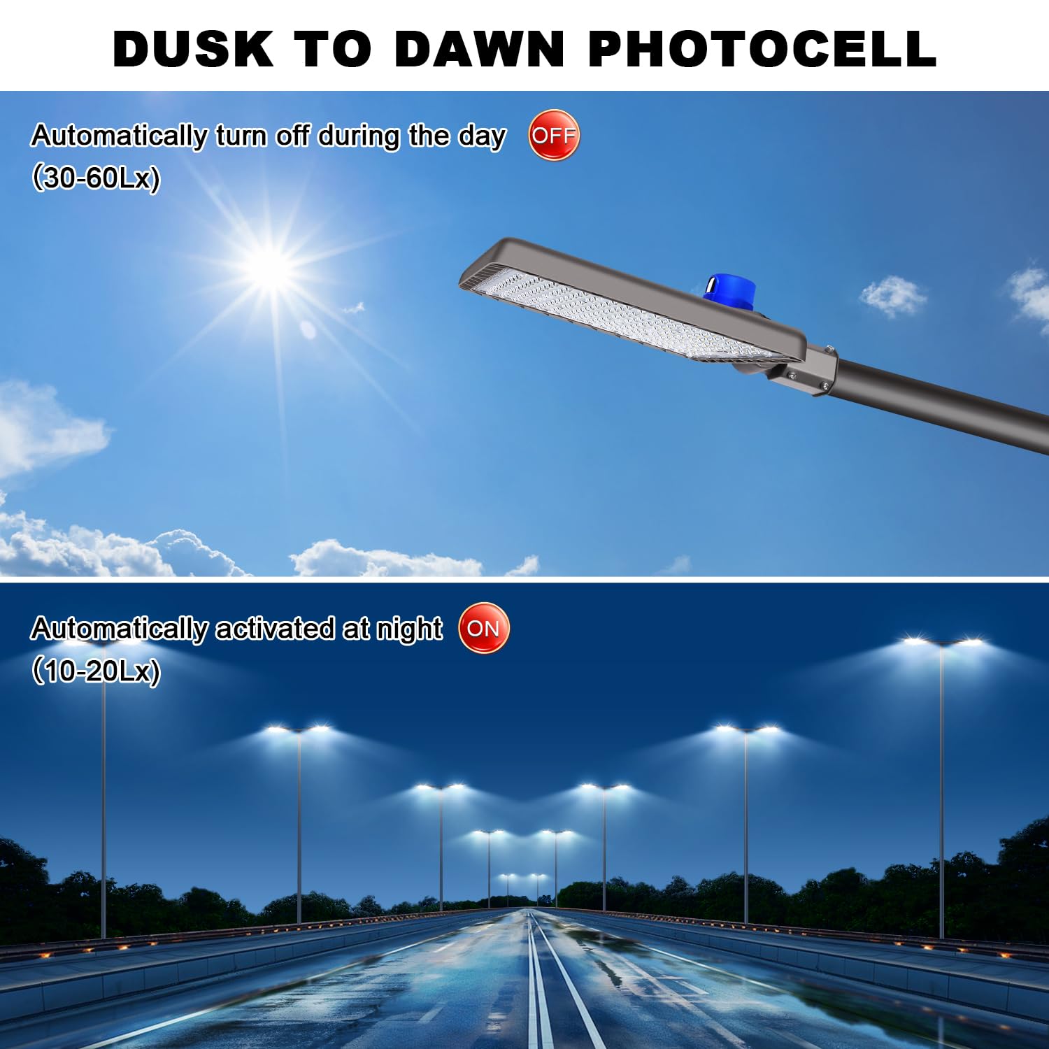 Juyace 480W LED Parking Lot Light - Dusk to Dawn, Waterproof, Brown, Slip Fitter Mount, Model KU1512, Commercial Outdoor Flood Security Lighting