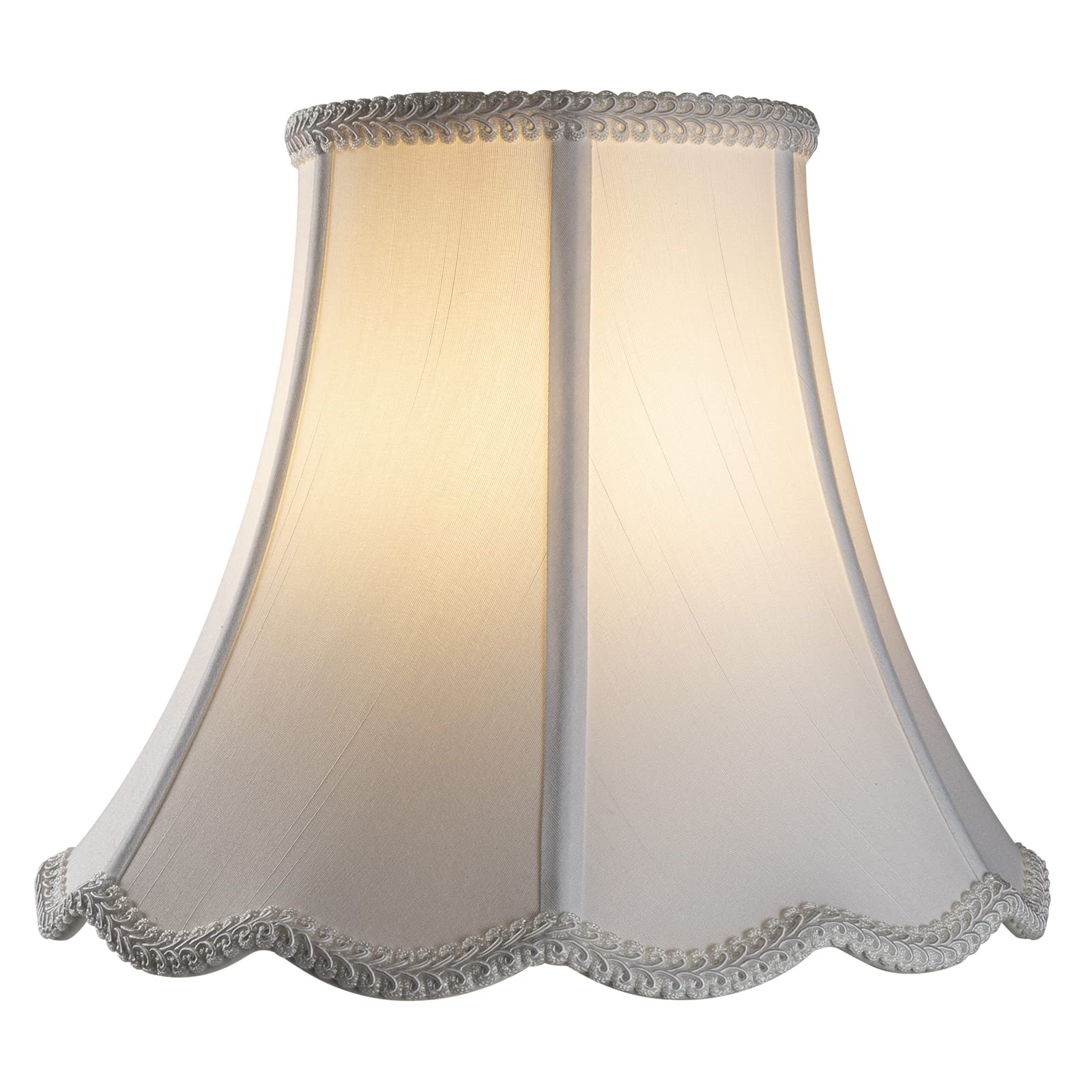 Saangseon White Bell Scalloped Lamp Shade 5'' Top X 10'' Bottom, Brass Spider, 8'' Height