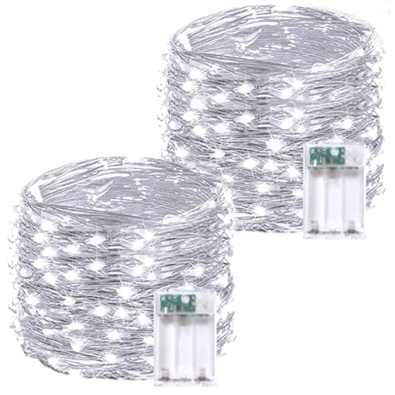 4 Pack Fairy Twinkle Lights Battery Operated, Each 20FT 60 LED Waterproof Battery String Lights Outdoor Indoor, Silver Wire Fair