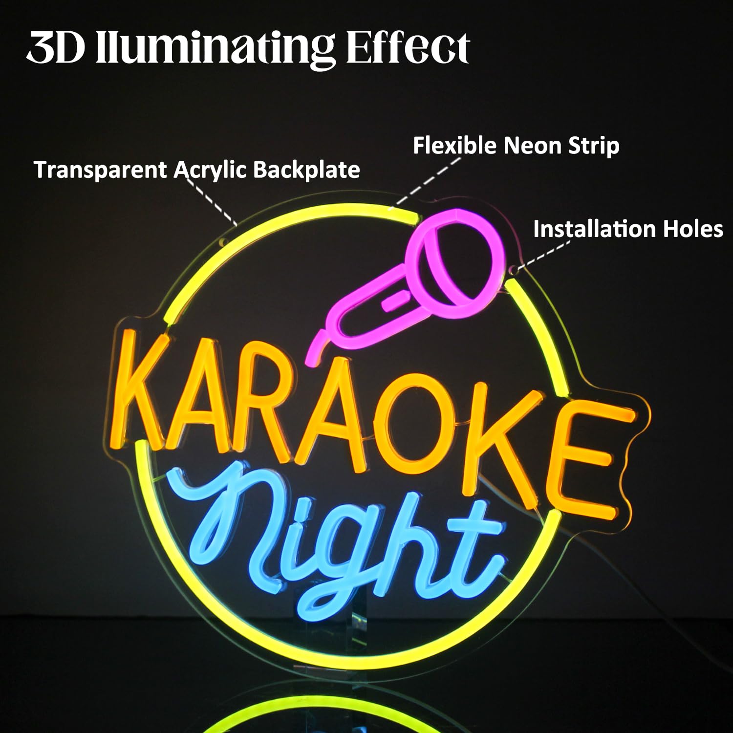Cktbley Karaoke Night Neon Sign Music Room Decor Karaoke Bar Led Sign For Wall Decor Karaoke Live On Air Neon Lights Signs Bar Open Neon Wall Light For Music Studio Game Room Decor