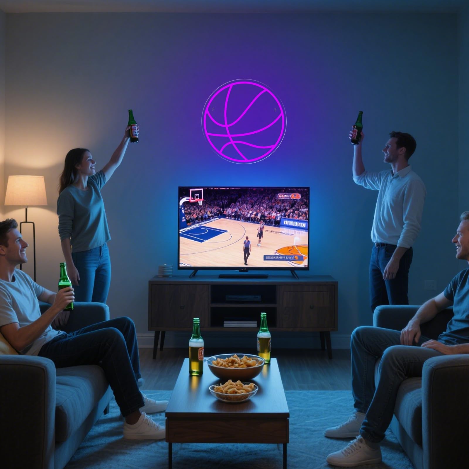 Basketball Neon Sign Sport Led Basketball Light For Wall Decor Dimmable Sign Birthday Kids Christmas Gift Fans Sport Room Bedroom Decor For Boys