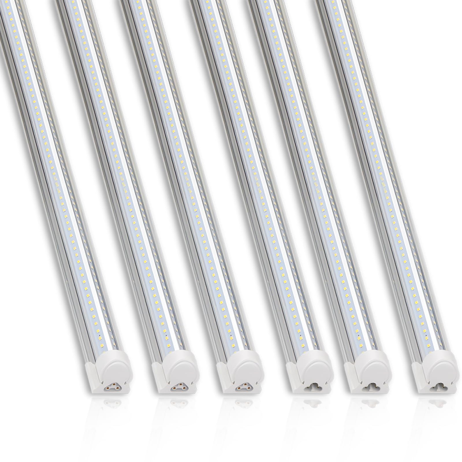 Barrina T8 LED Shop Light, 6FT 60W 8500LM 5000K, Clear Cover Linkable Garage Lights, V-Shape LED Light Fixture, Shop Lights for 