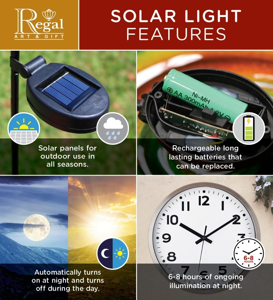 Regal Art & Gift Hot Air Balloon Solar Lantern - Large Multi Stripe Metal/Glass Outdoor LED Light