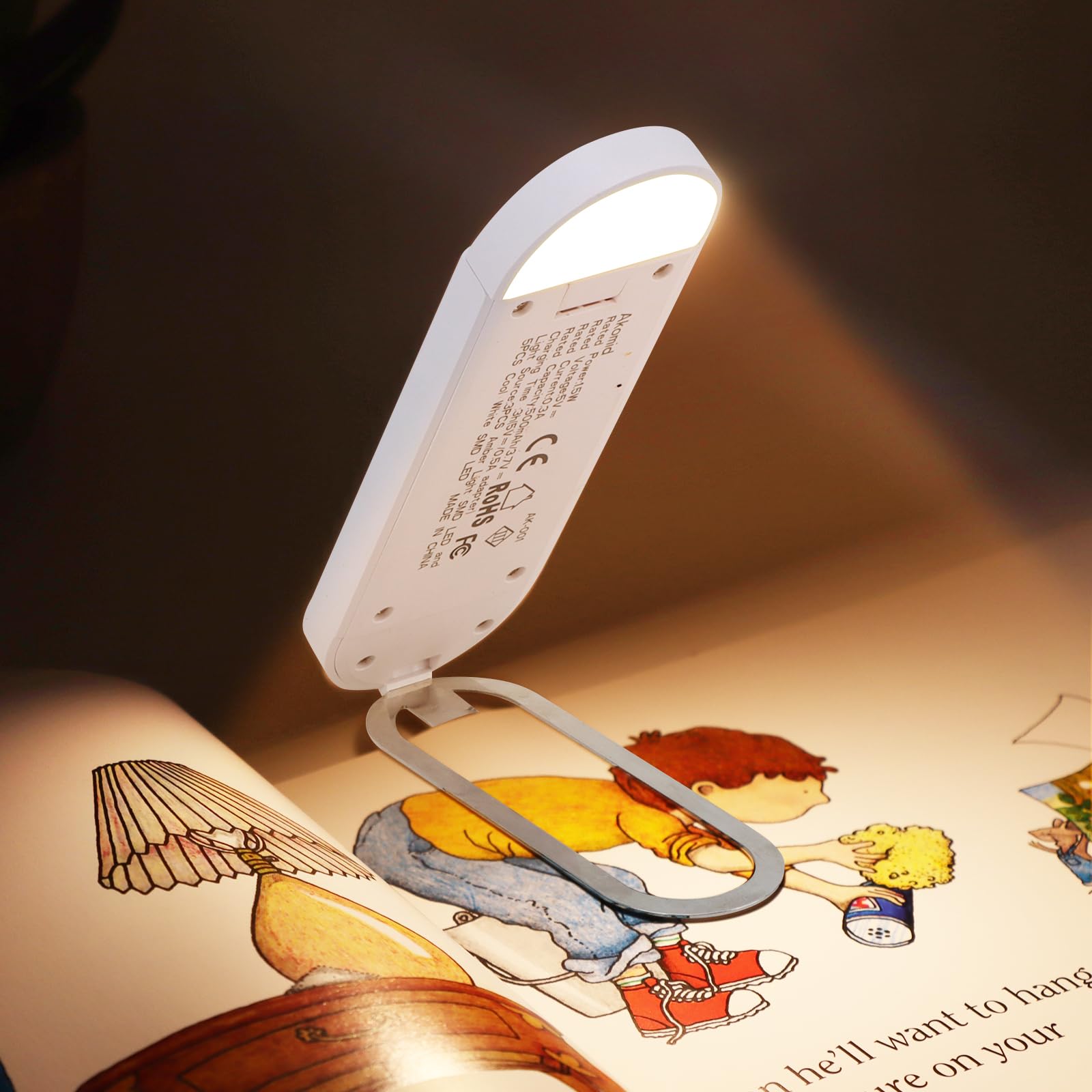 Akomid Book Light, Usb Rechargeable Reading Light, Eye-Cared Amber Light Mode Book Light For Reading In Bed Kids, 8 Leds Bookmar