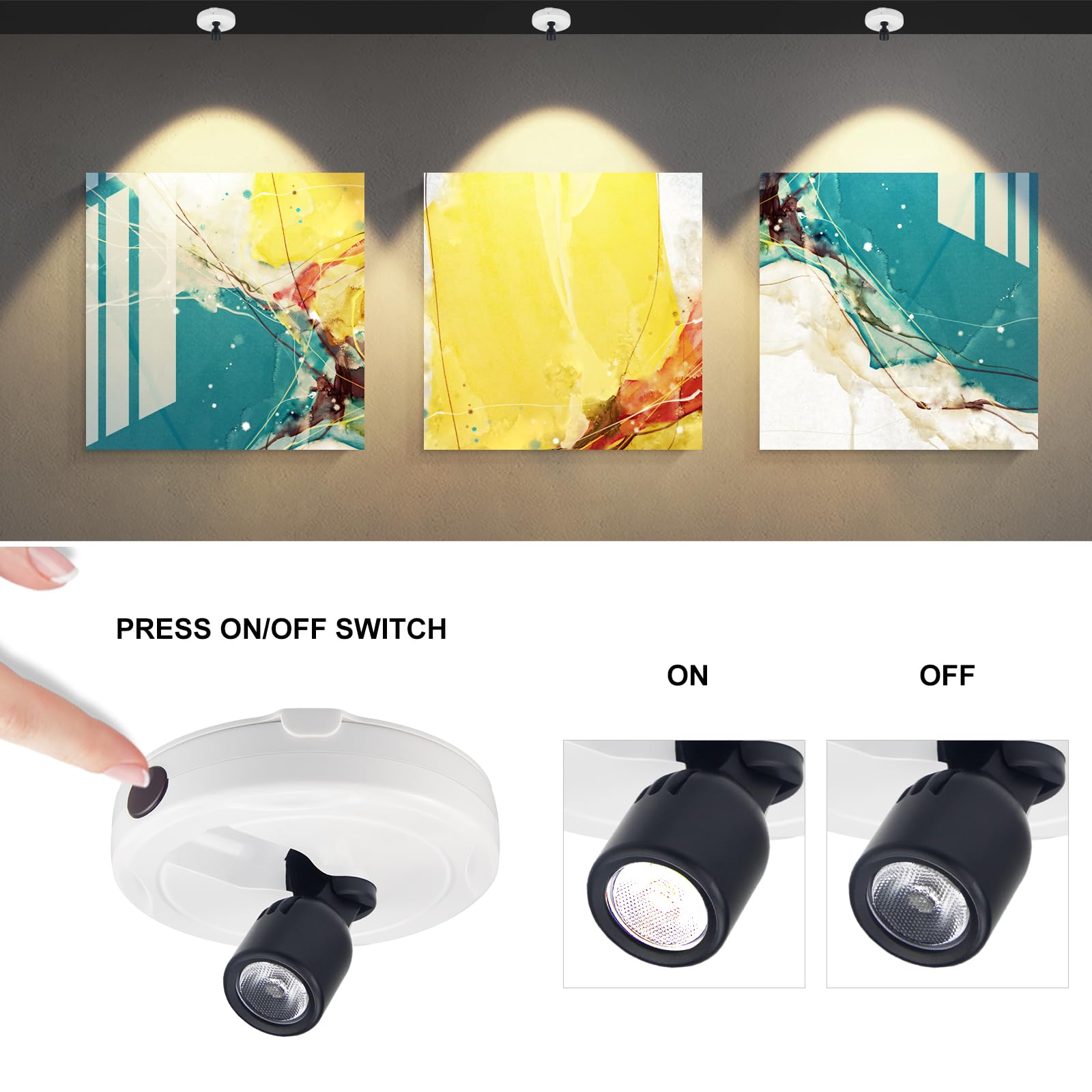 Heageero Wireless Spot Lights,Remote Control Accent Lighting,Battery Picture Lights,Stick Puck Light,Rotatable Display Spotlight