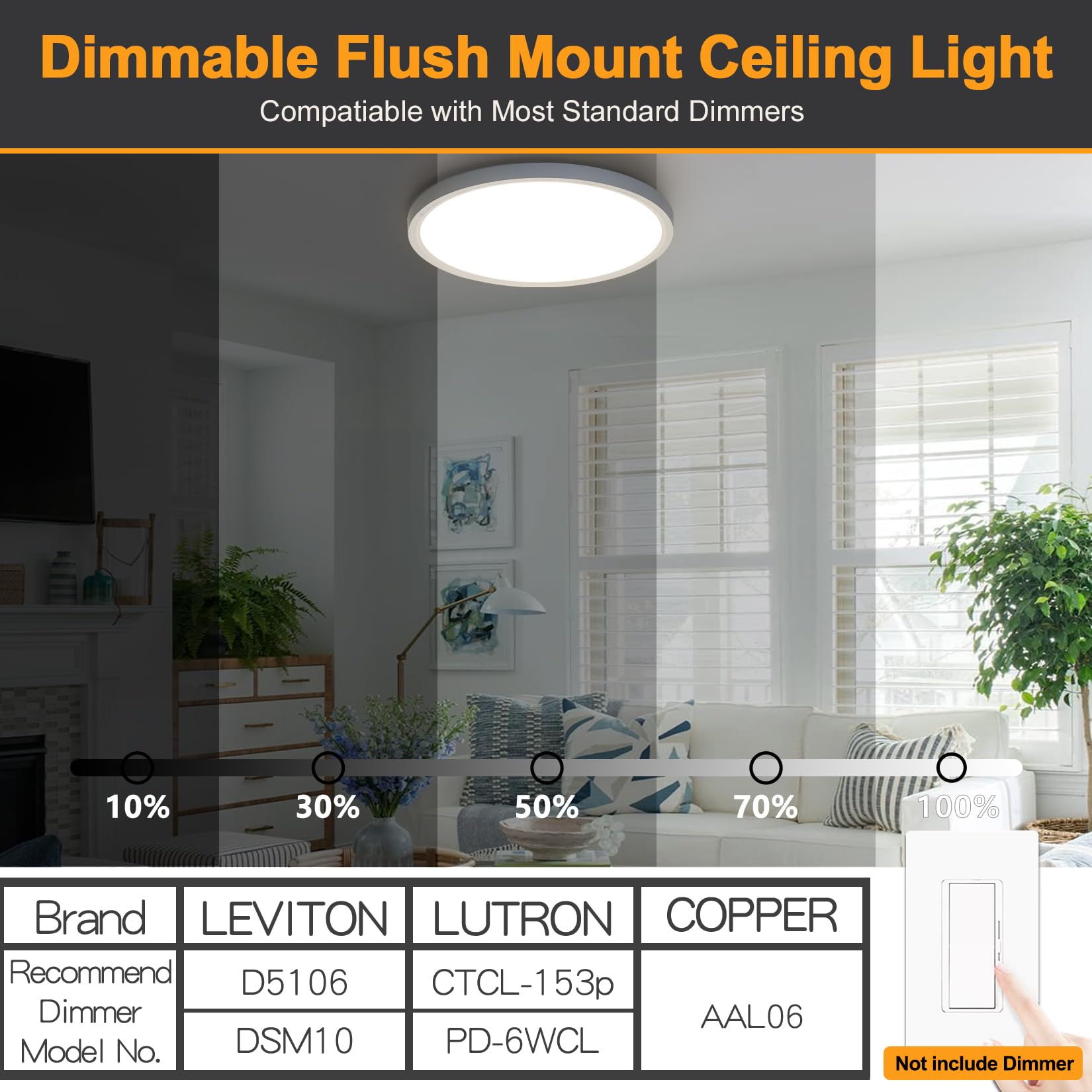 Bargeni Flush Mount Ceiling Light,12 Inch Led Ceiling Light Fixture With Night Light,24W/3000K/4000K/5000K Dimmable,Light Fixtur
