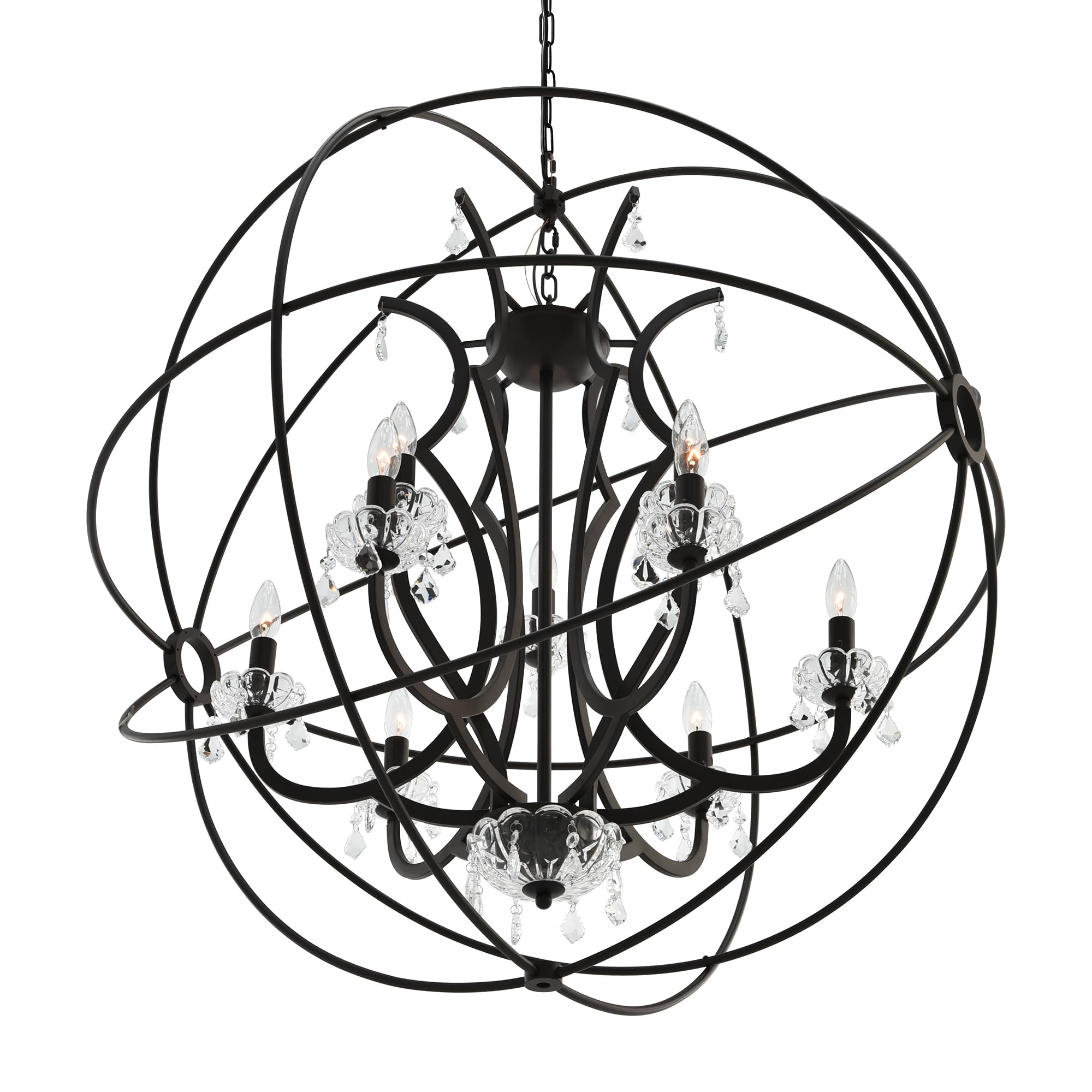 Cwi Lighting Campechia 9-Light Brown Metal Chandelier - Elegant Ceiling Fixture