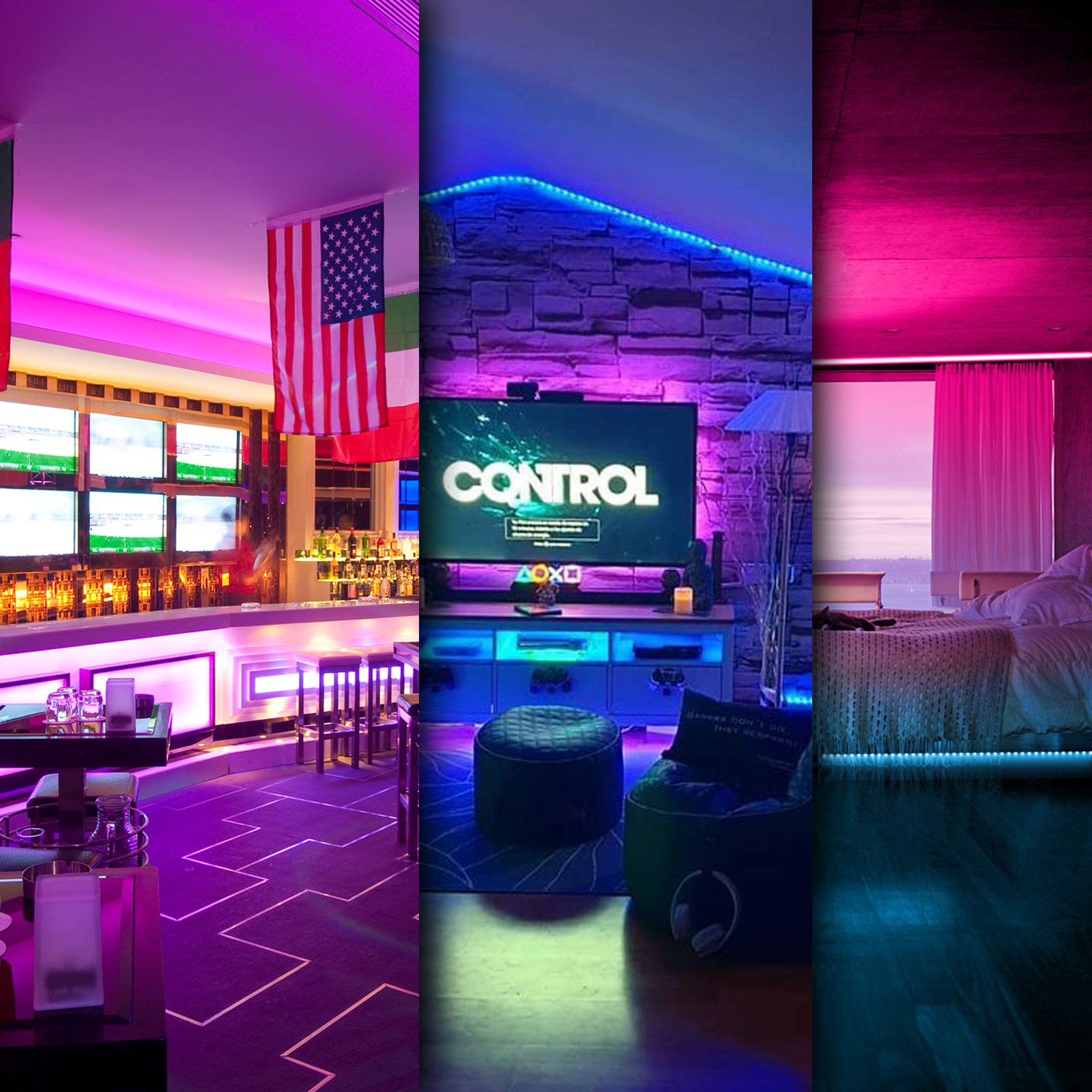 DAYBETTER 50FT LED Strip Lights, Smart App Control, Multicolor 5050 RGB, Music Sync for Bedroom & Party, Model DB50111524G-DAUS0D2