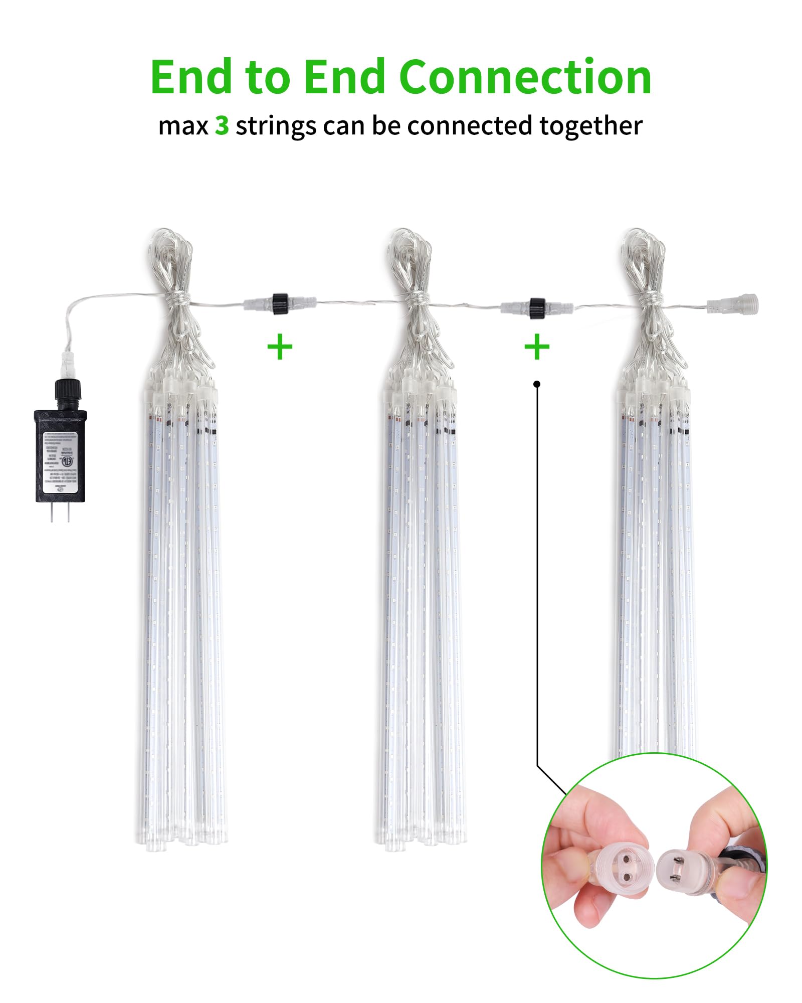 Blingstar Meteor Shower Lights Outdoor 10Tubes 16 Inch 360 LED Christmas Lights Waterproof Falling Rain Lights Plug in Dripping