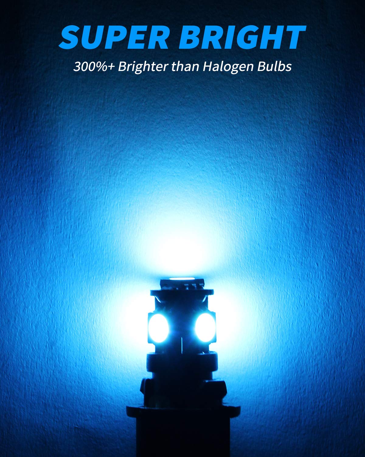 Yorkim T10 LED Bulbs, Ice Blue, Super Bright 5th Gen, 168 for Car Interior Dome, Pack of 10, Model 3071