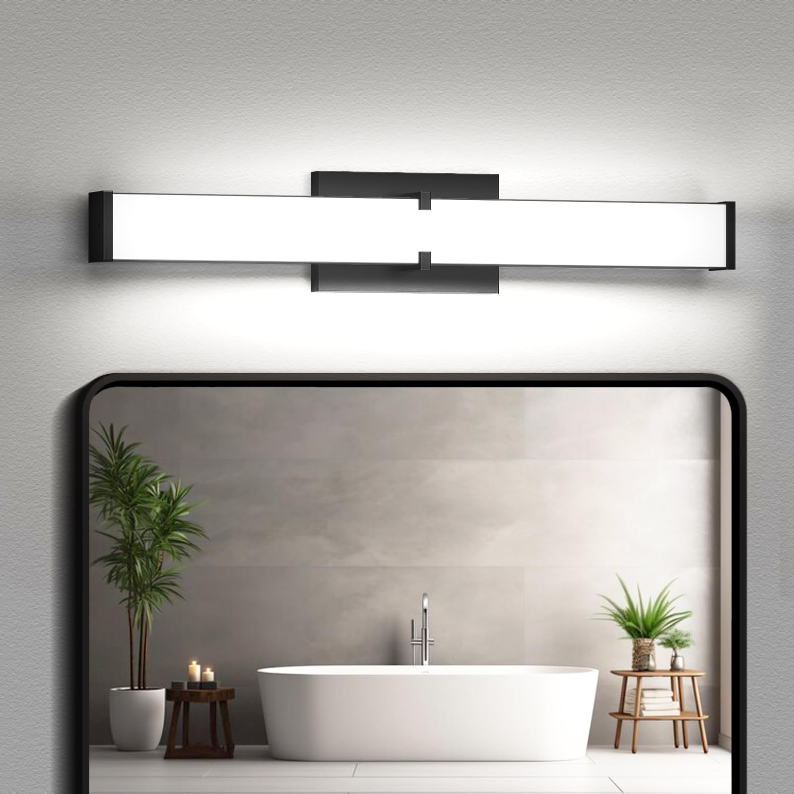 Hopai Modern Led Bathroom Light Fixtures 40 Inch, 40W 3600 Lumen Dimmable Bathroom Vanity Light, 5Cct Vanity Lights For Bathroom