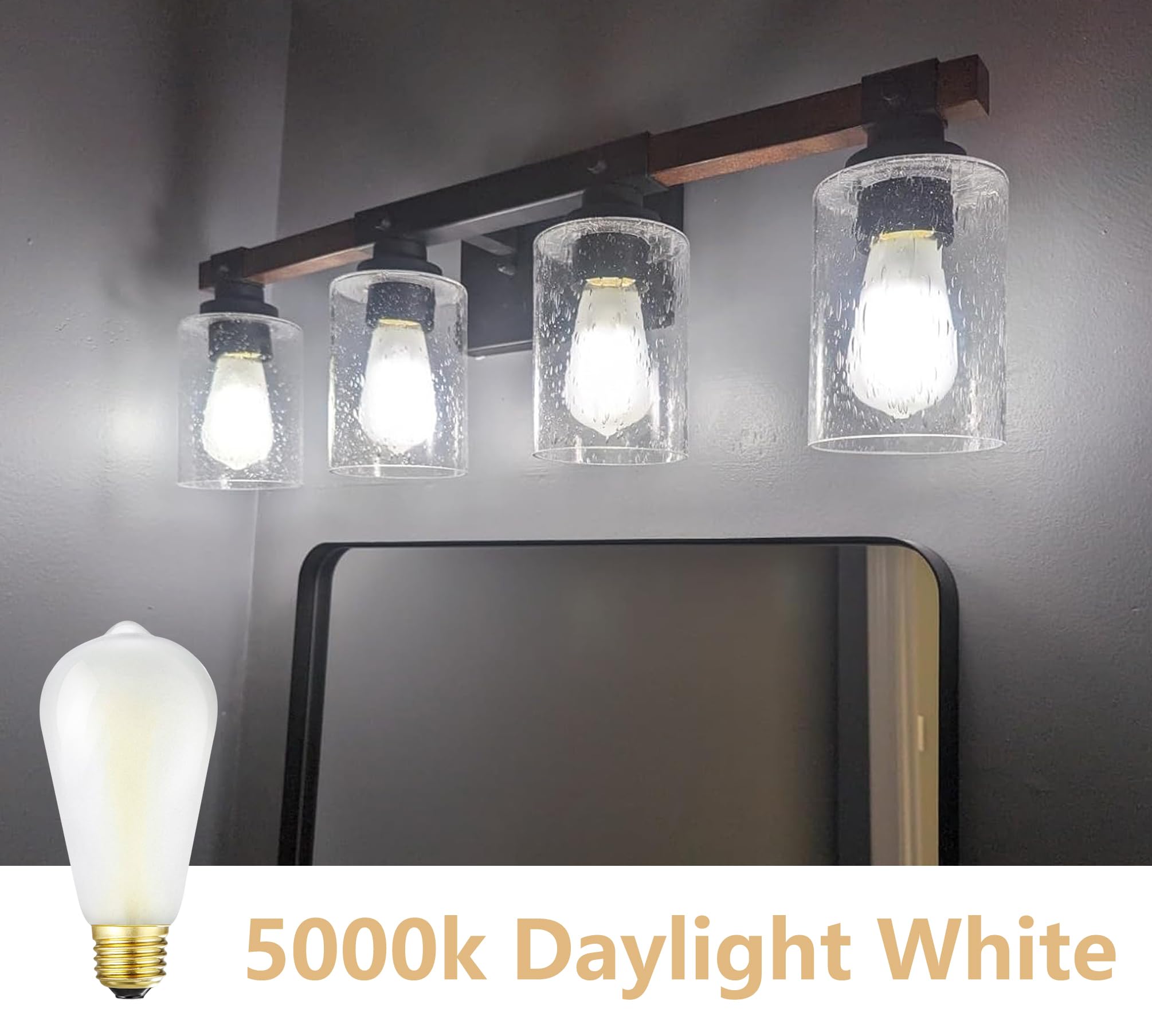 Homosum E26 Frosted Vintage Led Edison Bulbs, 4W, Equivalent 40W, Daylight White 5000K,St58 Dimmable Antique Led Filament Bulbs