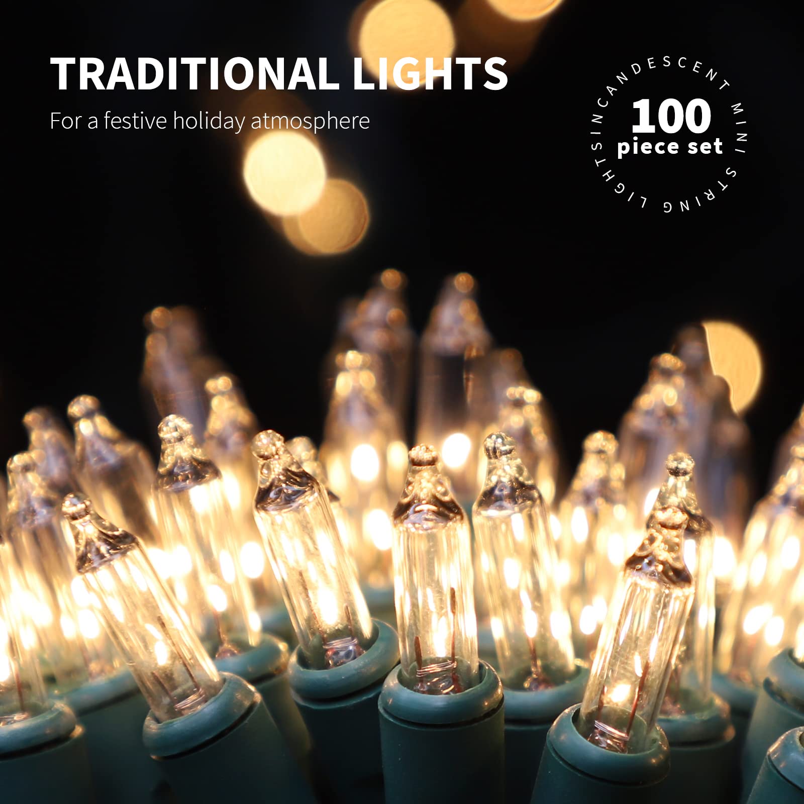 Justpro 100Lights Warm White Extra-Bright With End Connectors Christmas Decorative Lights 5.98M Ul Certified Mini String Light S