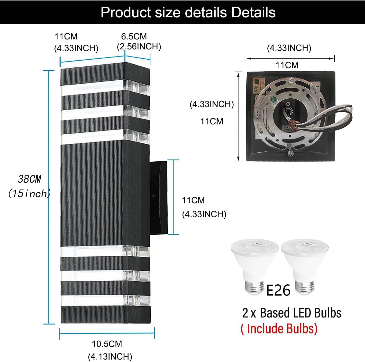 Tuord 6-Pack 15&quot; Led Outdoor Wall Lights, 4000K Waterproof Aluminum Porch Light For Garden