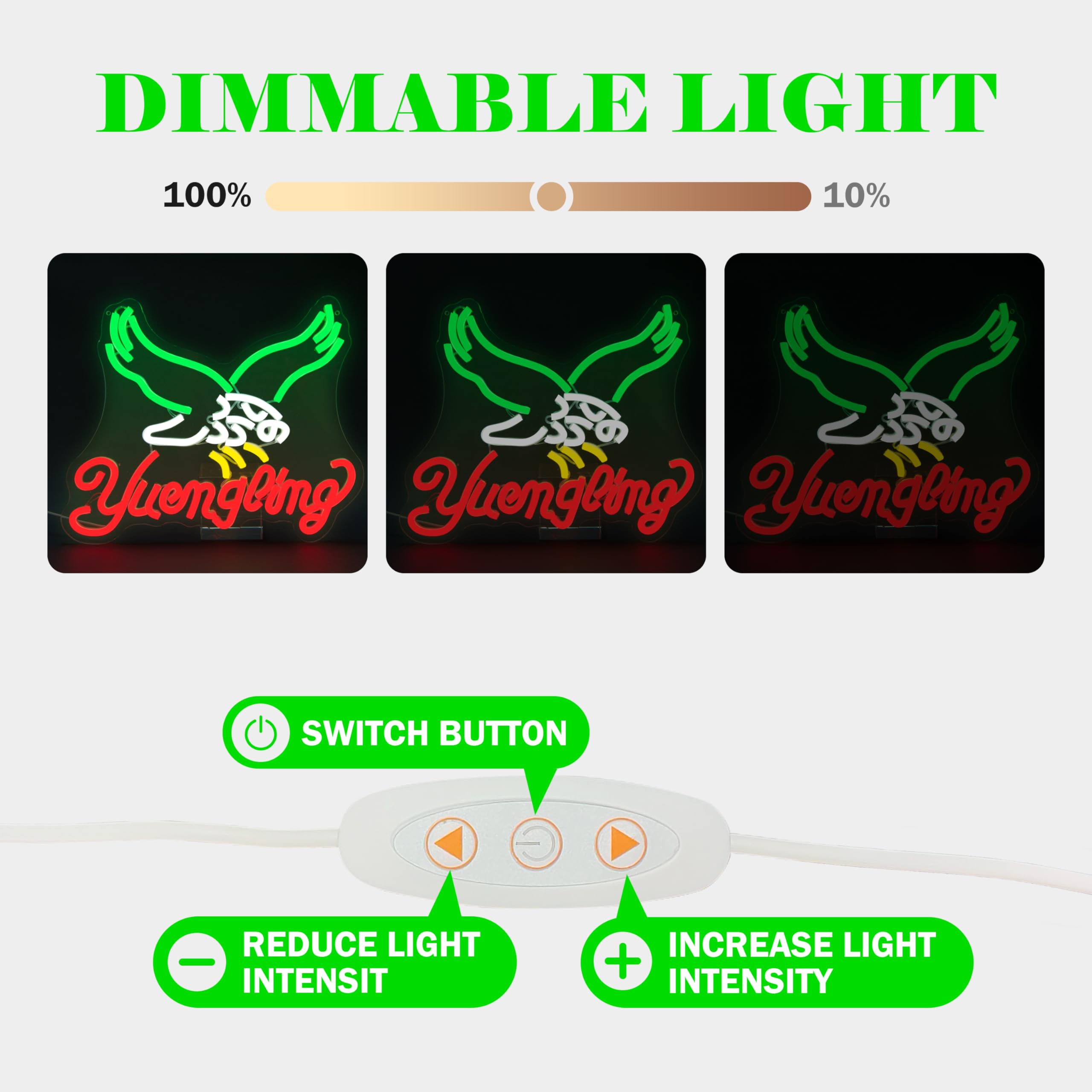 YvuYamg Neon Sign - Dimmable Acrylic Wall Decor for Bar, Man Cave, Bedroom - Red