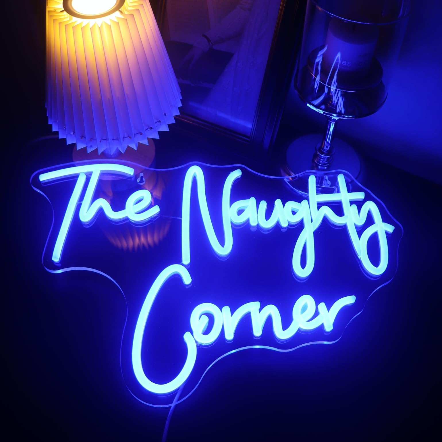 Qiaofei Led The Naughty Corner Neon Sign Word/Letters Usb Powered Neon Lights For Girls Room Home Bar Art Wall Decor Party Window Living Room Decor Birthday Christmas Gift(Blue)
