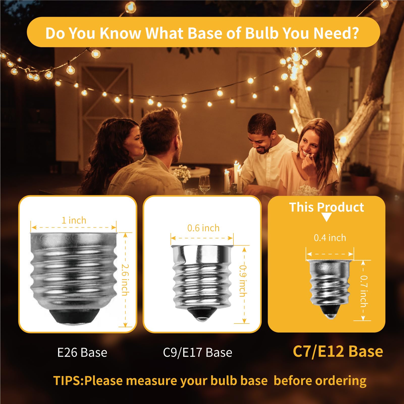 VISTERLITE ST38 LED Replacement Bulbs, 1W Equivalent to 7W Incandescent, Warm White, Shatterproof, 50 Pack, E12 Screw Base