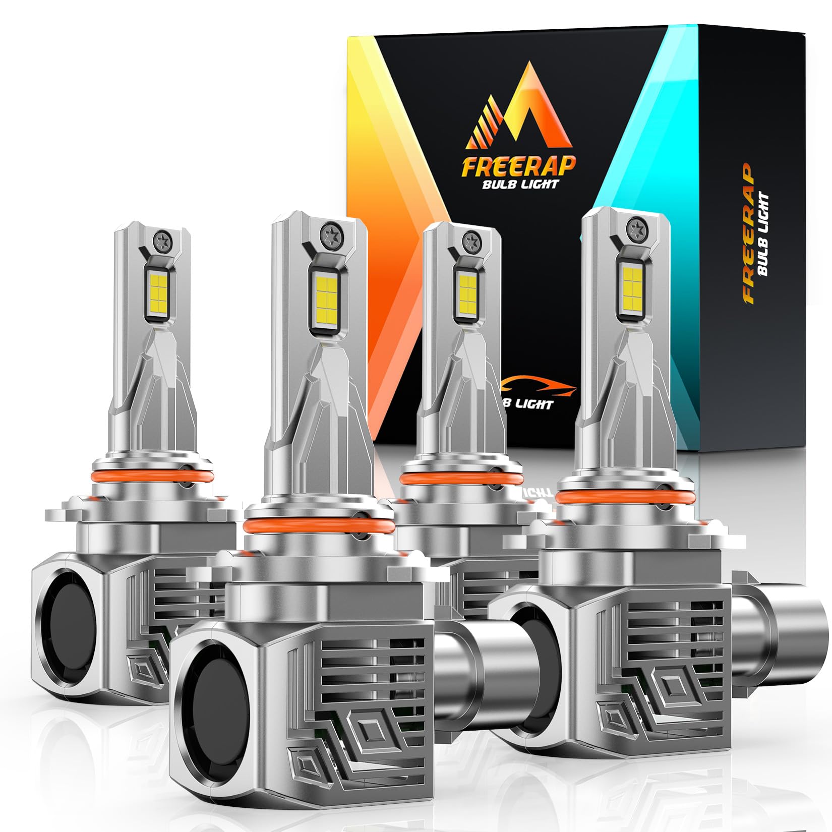 FREERAP Fog Light Bulb, 9005+9006, 64000LM, 6500K White, Plug and Play, Model FRP-S2, Pack of 4