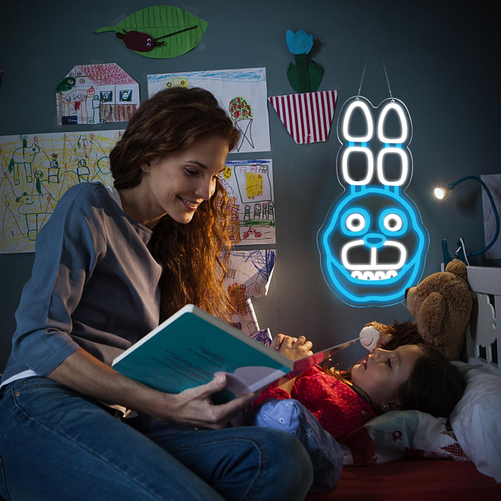 AHlove Five Nights at Freddy's Bonnie LED Neon Sign - 16.1"x8.7" Wall Decor for Kids' Room, Birthday & Christmas Gifts, Neon Lights