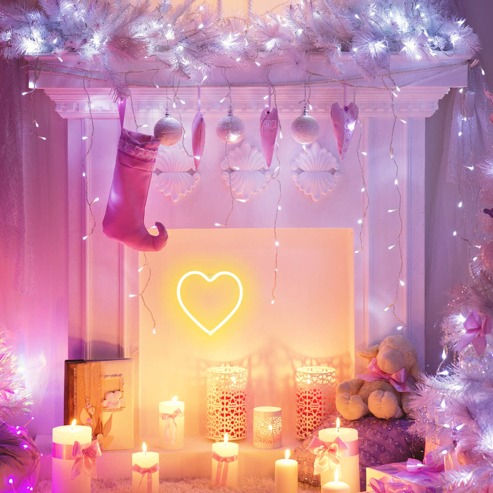 VIFULIN Neon Heart Sign - Warm White LED Heart Night Light Decor for Valentine's Day, USB/Battery Operated, Perfect for Window Display